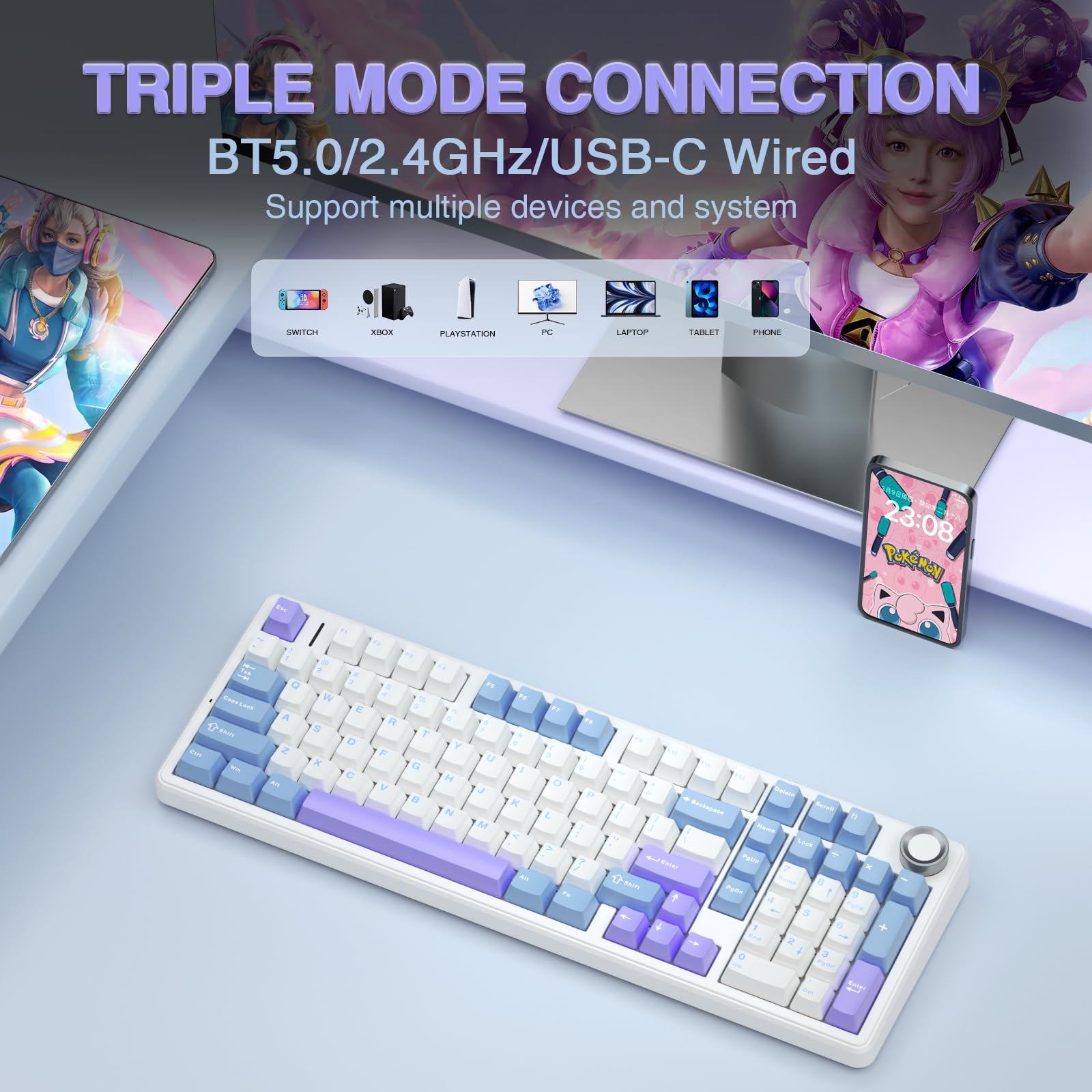 Foto 3 pulgar | Teclado Mecánico Inalámbrico Aula F99 Pro Con Botón Rgb Backli - Venta Internacional.