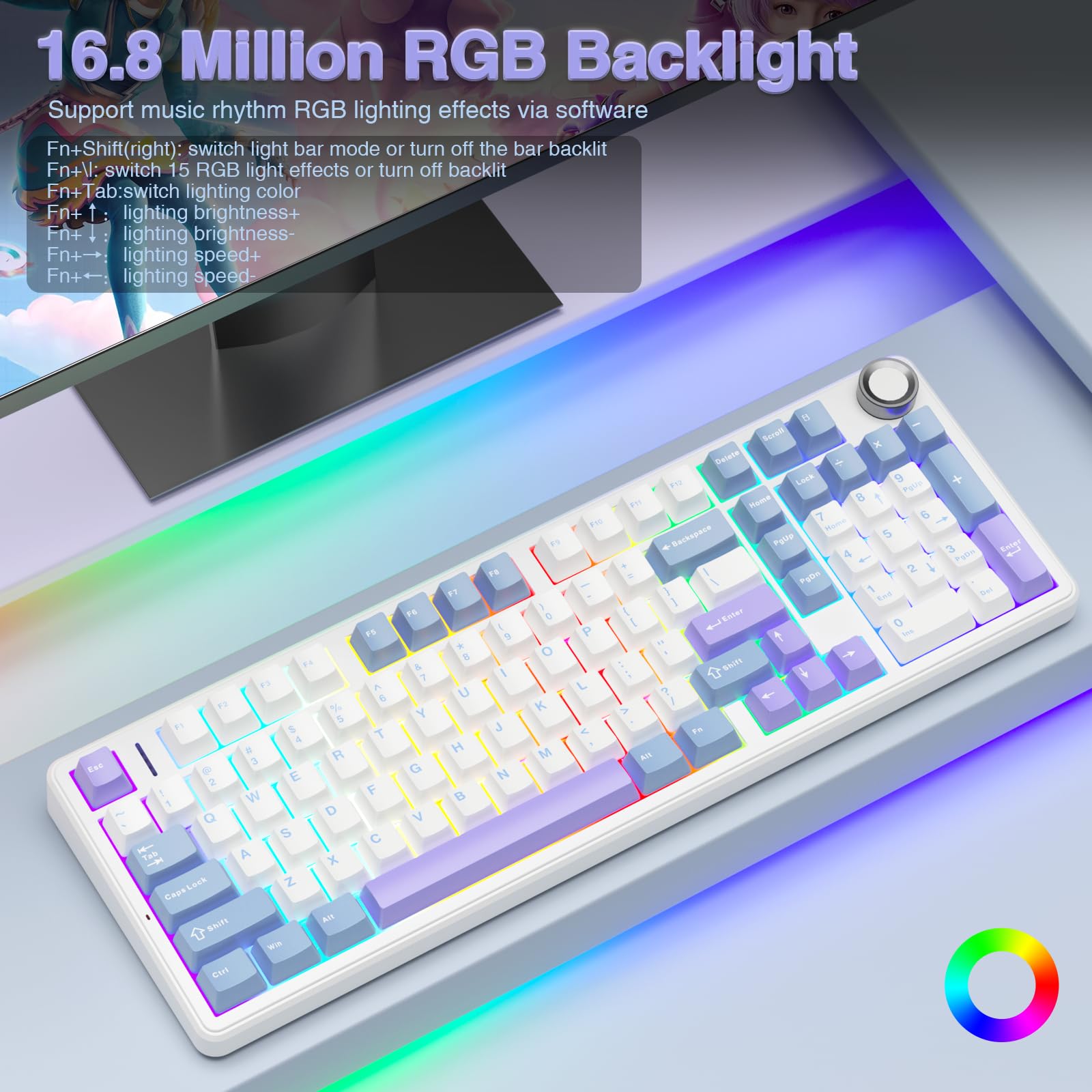 Foto 4 pulgar | Teclado Mecánico Inalámbrico Aula F99 Pro Con Botón Rgb Backli - Venta Internacional.
