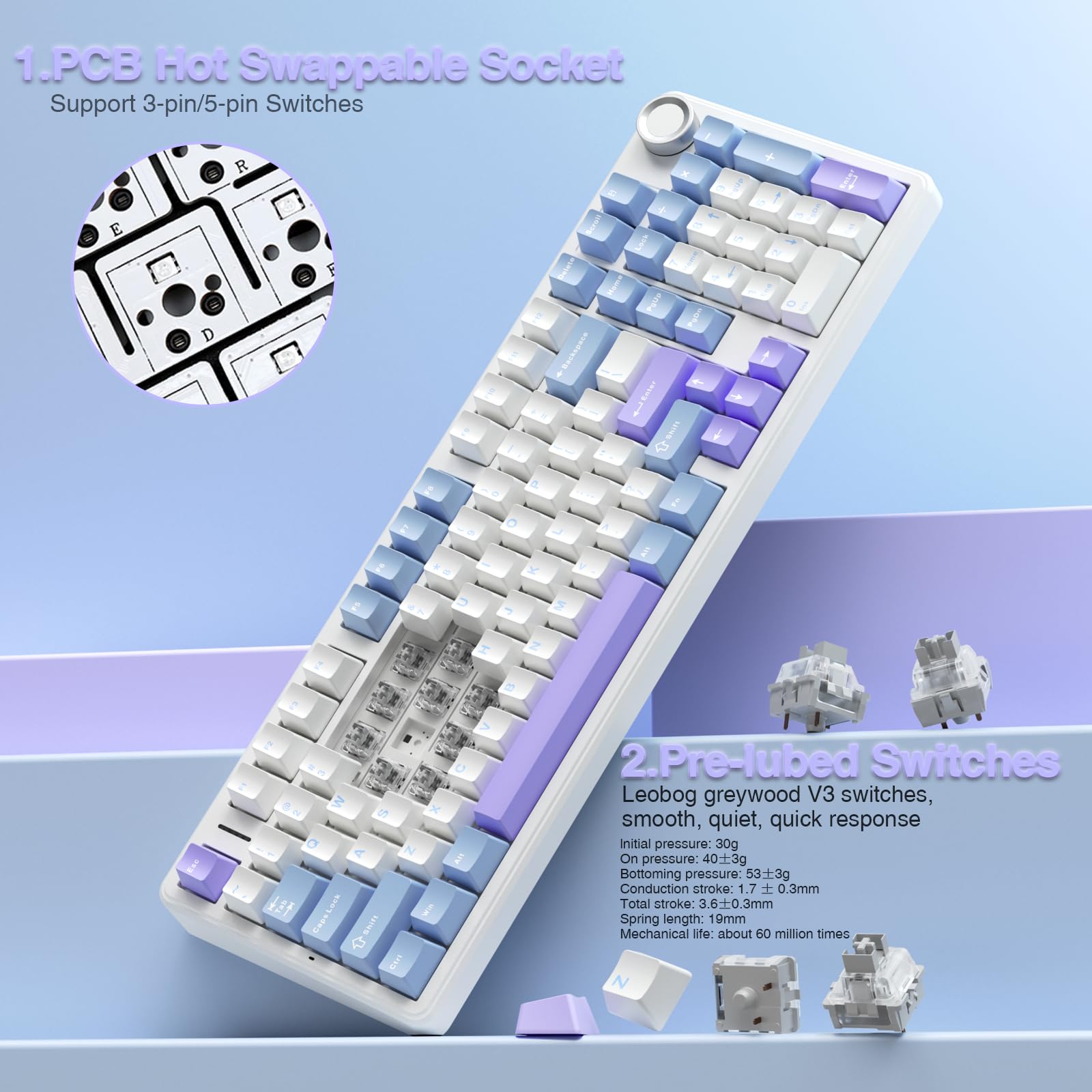 Foto 8 pulgar | Teclado Mecánico Inalámbrico Aula F99 Pro Con Botón Rgb Backli - Venta Internacional.