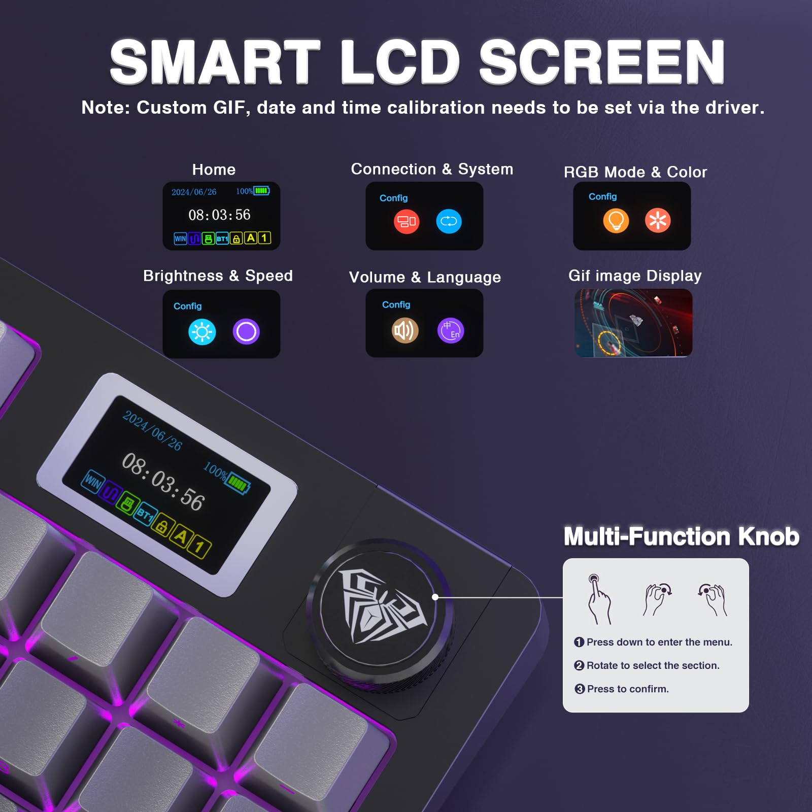 Foto 4 pulgar | Teclado Mecánico Inalámbrico Aula S98 Pro Con Pantalla Y Perilla - Venta Internacional.