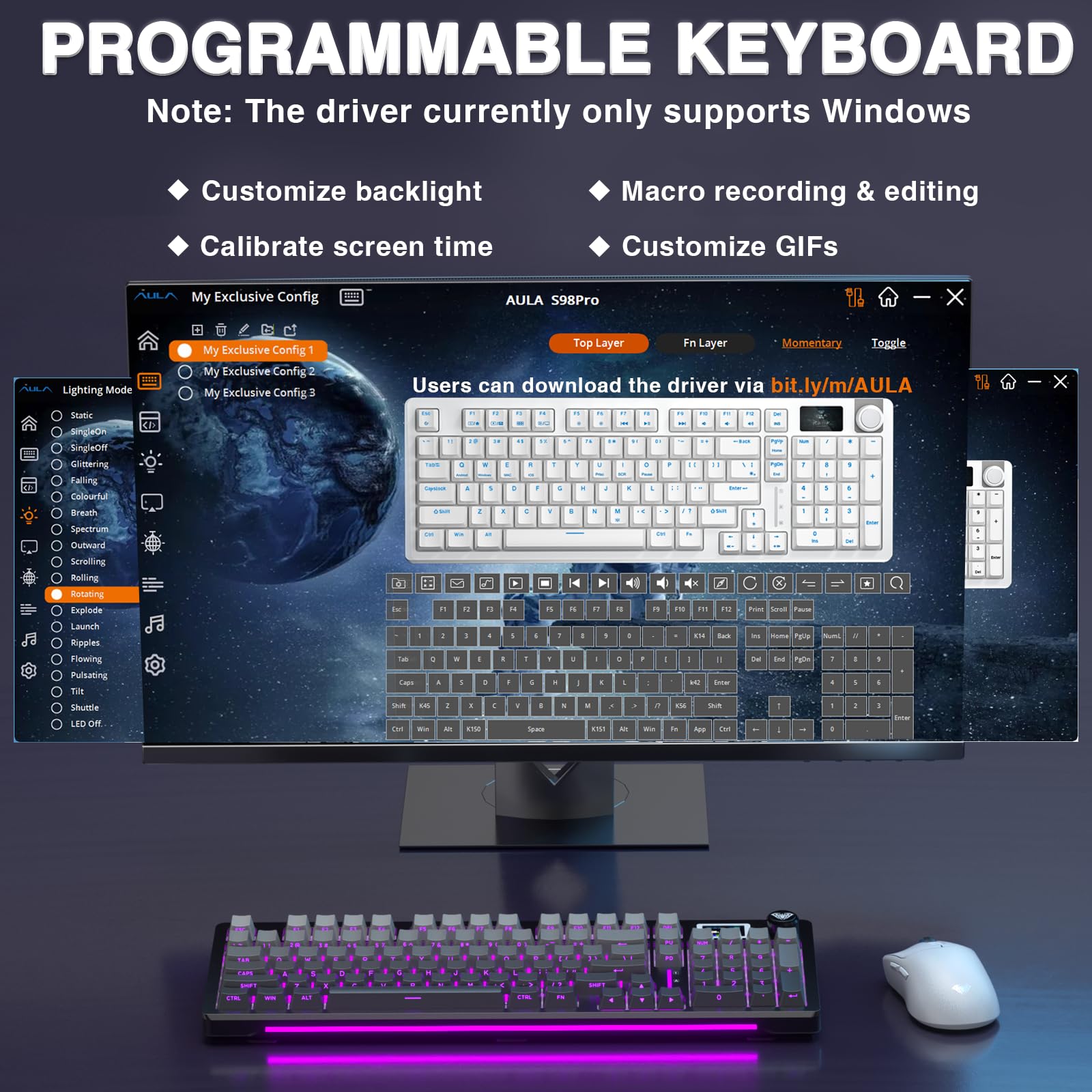 Foto 8 pulgar | Teclado Mecánico Inalámbrico Aula S98 Pro Con Pantalla Y Perilla - Venta Internacional.
