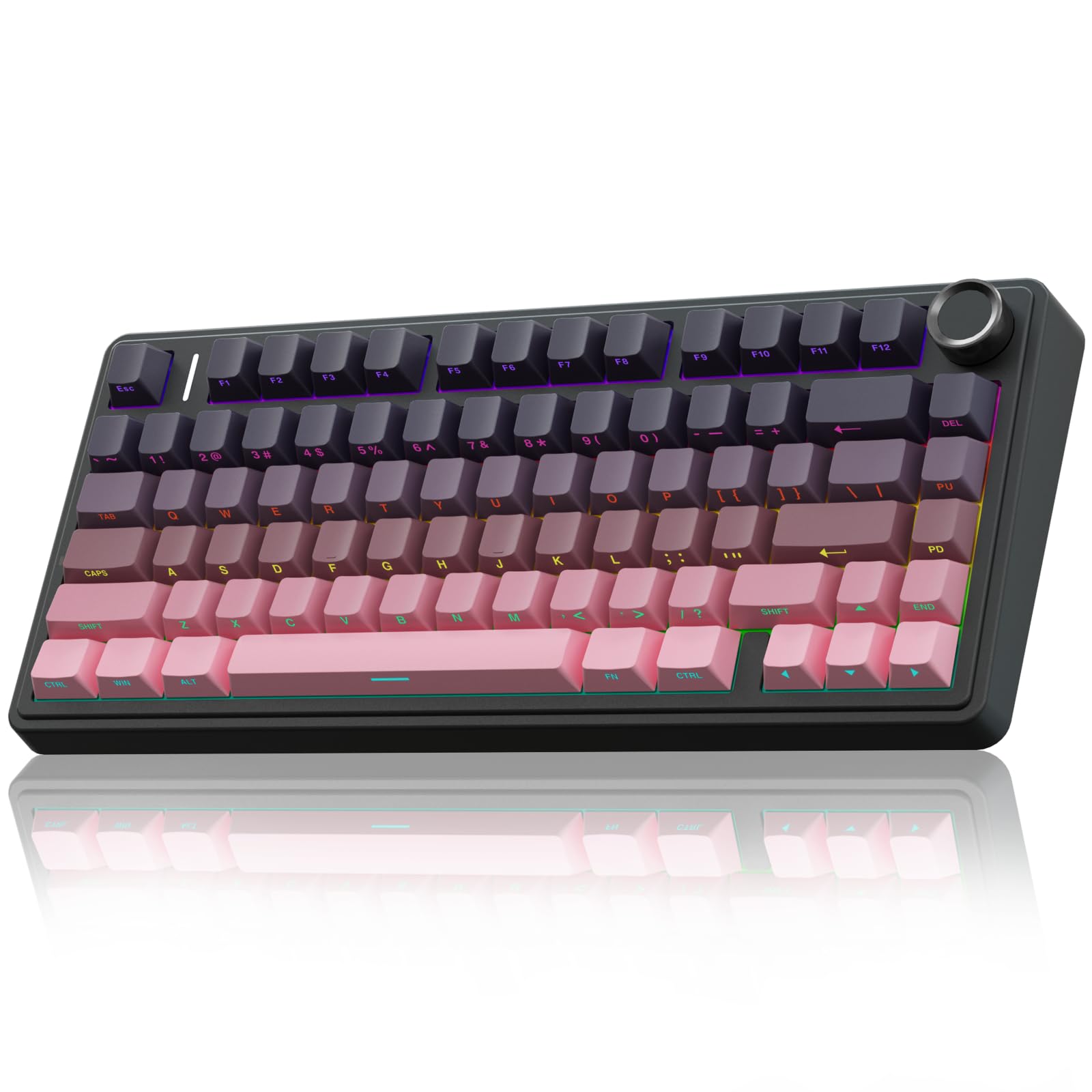 Foto 2 pulgar | Teclado Mecánico Inalámbrico Aula F75 Pro 75% Rgb Rosa Y Negro - Venta Internacional.