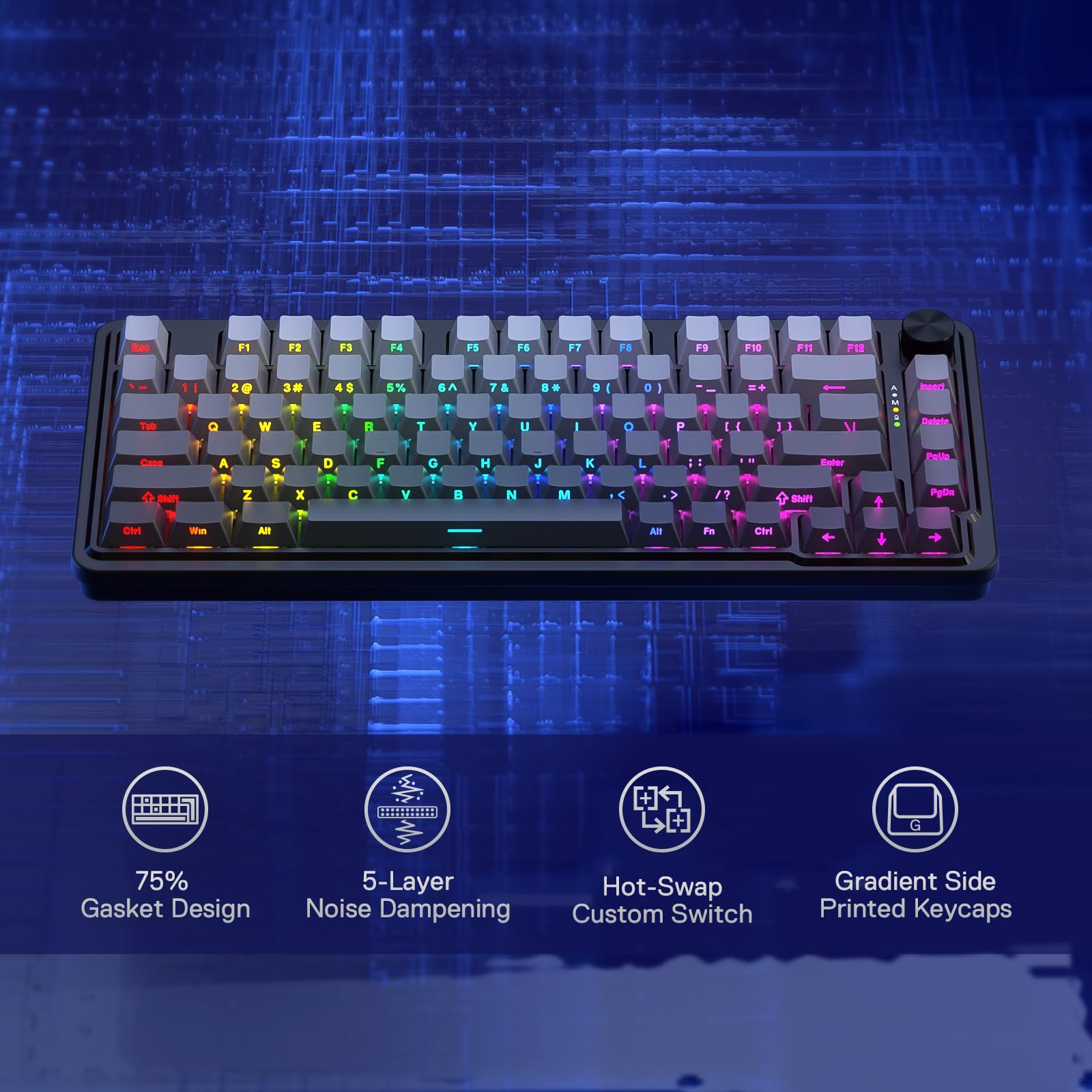 Foto 3 pulgar | Teclado Gaming Redragon K673 Gb 75% Inalámbrico Rgb 81 Teclas - Venta Internacional.