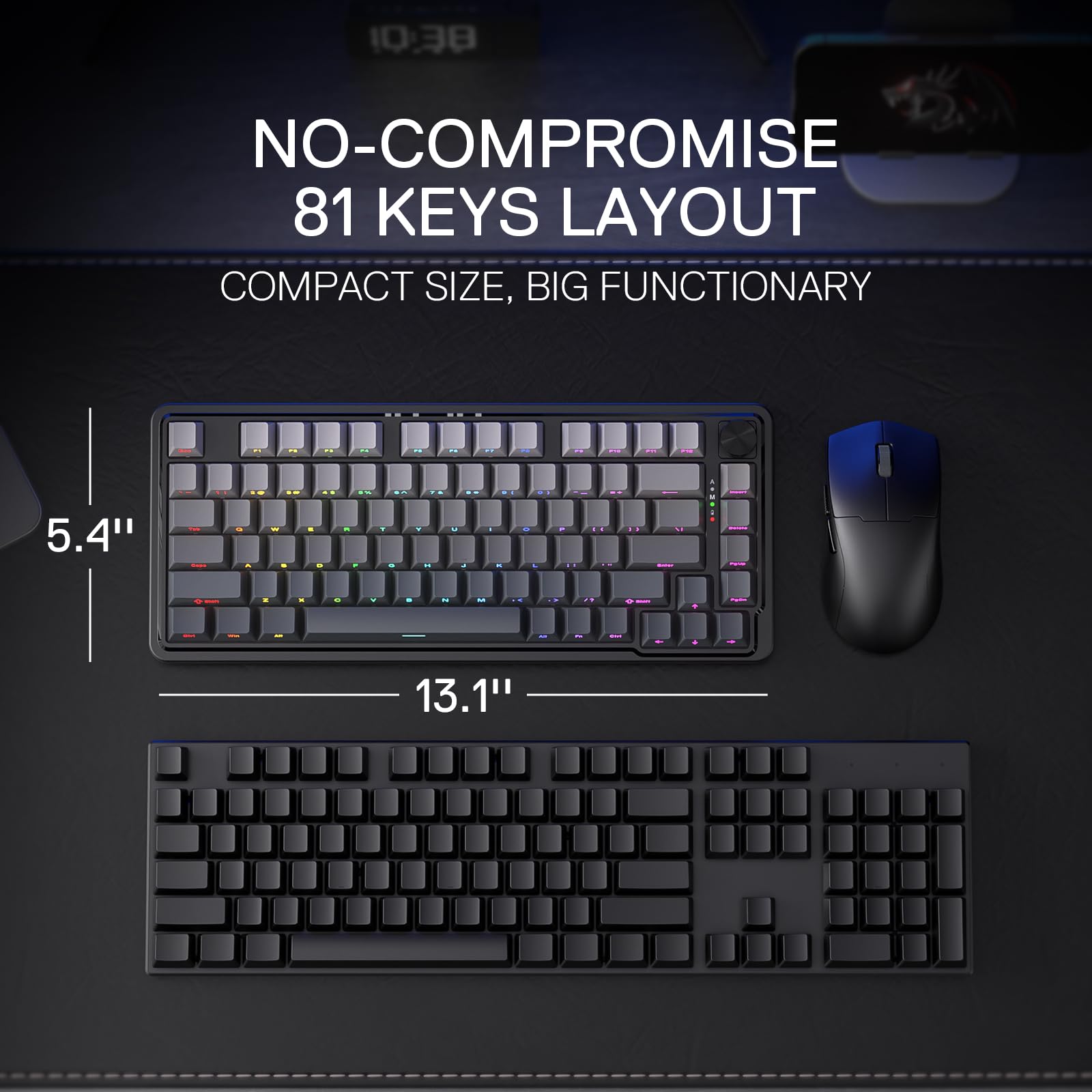 Foto 4 pulgar | Teclado Gaming Redragon K673 Gb 75% Inalámbrico Rgb 81 Teclas - Venta Internacional.