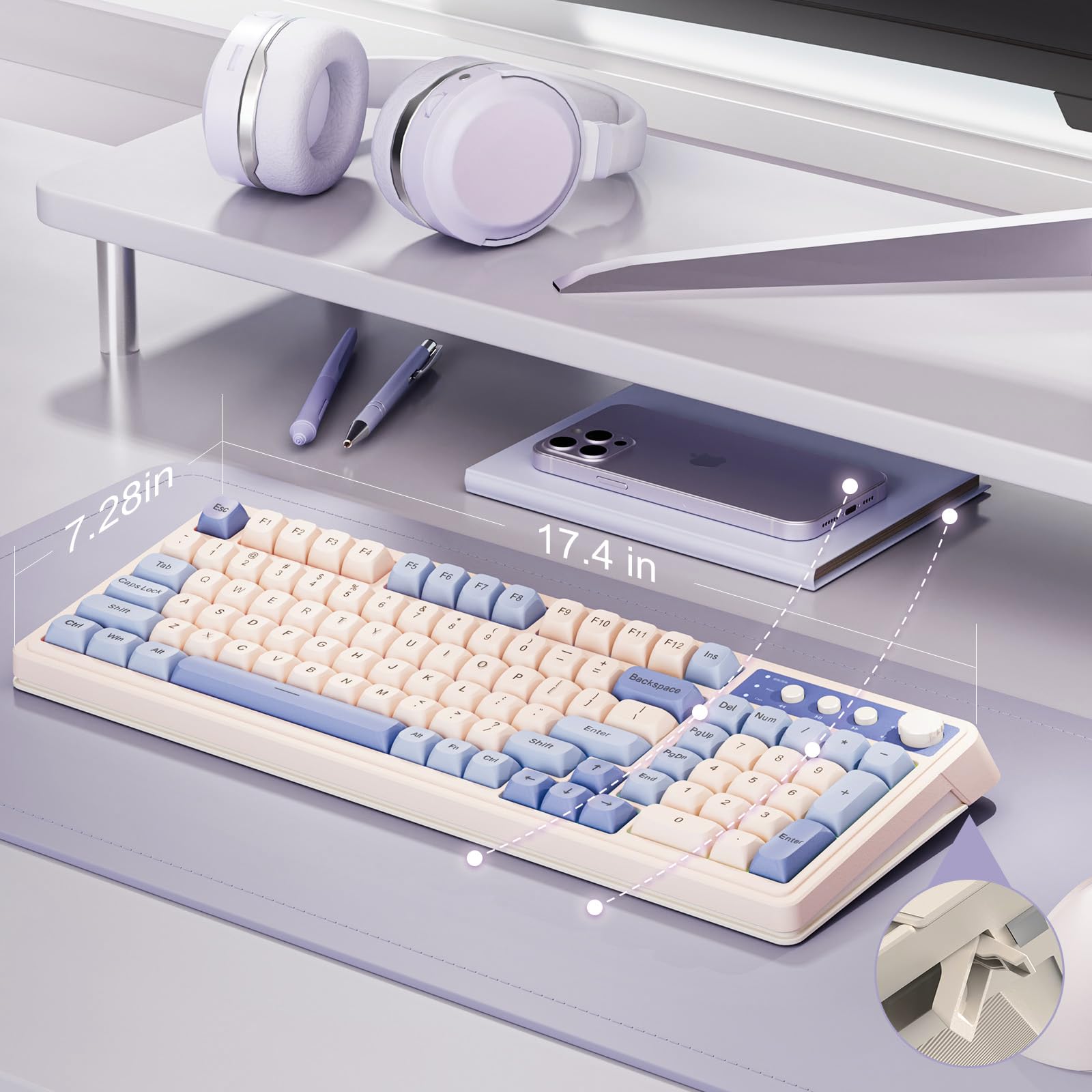 Foto 8 pulgar | Teclado Gaming Aula S99 Inalámbrico Tri-mode Bluetooth Verde - Venta Internacional.