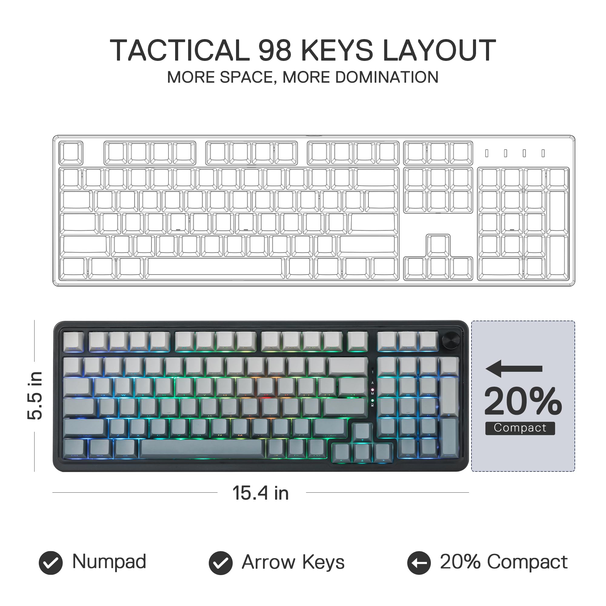 Foto 4 pulgar | Teclado Para Juegos Redragon K686 Pro 98 Teclas Rgb Inalámbrico - Venta Internacional.