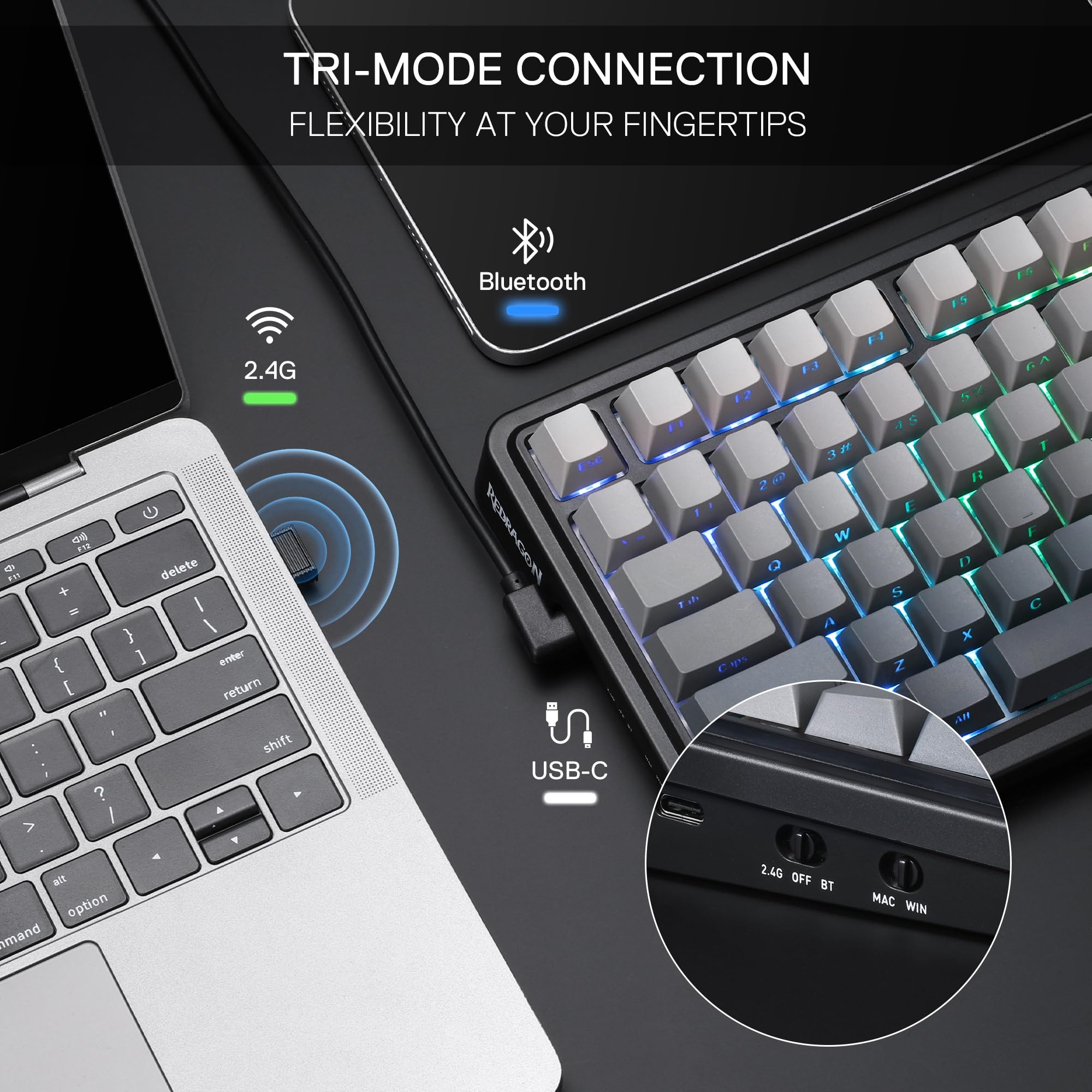 Foto 5 pulgar | Teclado Para Juegos Redragon K686 Pro 98 Teclas Rgb Inalámbrico - Venta Internacional.