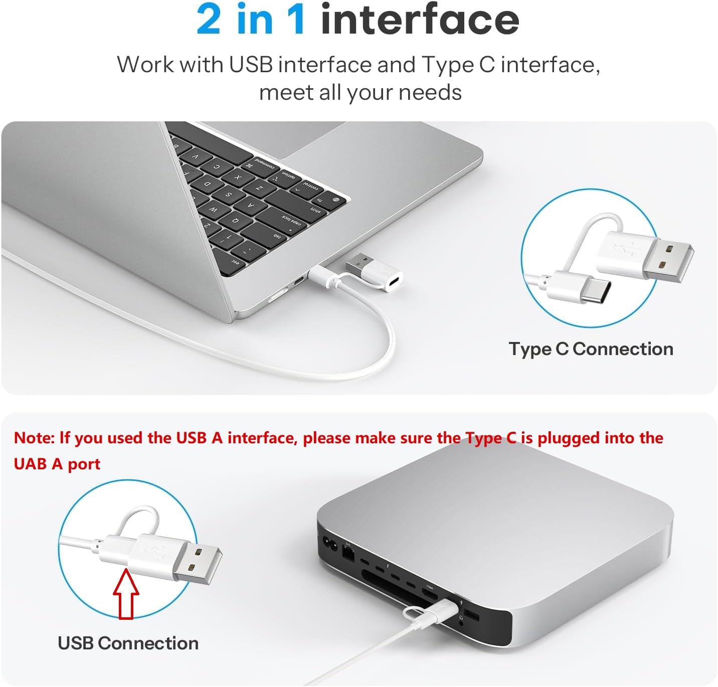 Foto 4 | Teclado Con Cable Omoton Para Mac Con Interfaz Dual Blanco - Venta Internacional.