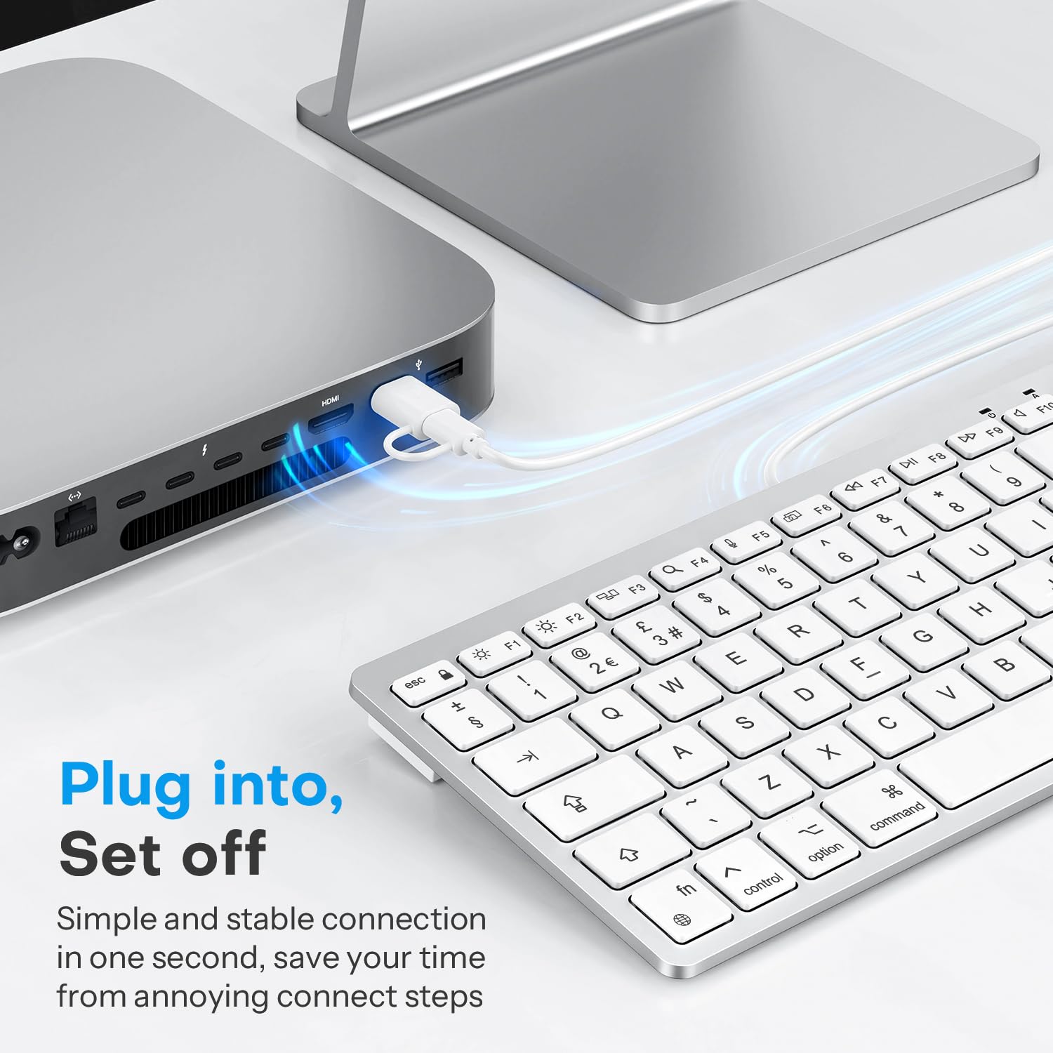 Foto 5 | Teclado Con Cable Omoton Para Mac Con Interfaz Dual Blanco - Venta Internacional.