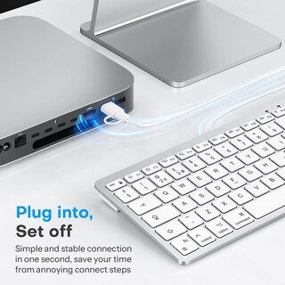Foto 5 | Teclado Con Cable Omoton Para Mac Con Interfaz Dual Blanco - Venta Internacional.
