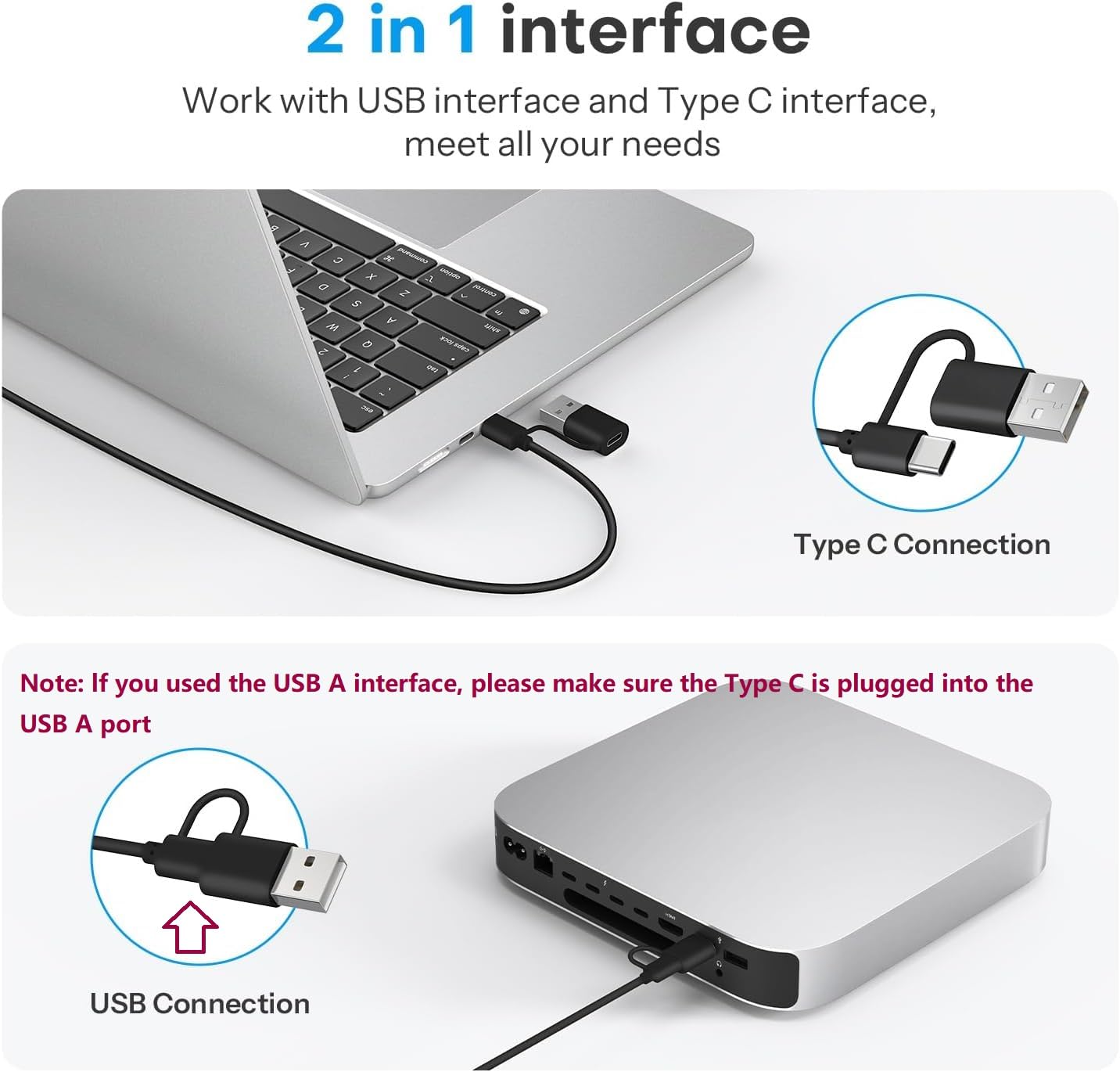 Foto 5 pulgar | Teclado Omoton Con Cable Para Mac Con Doble Interfaz Gris - Venta Internacional.