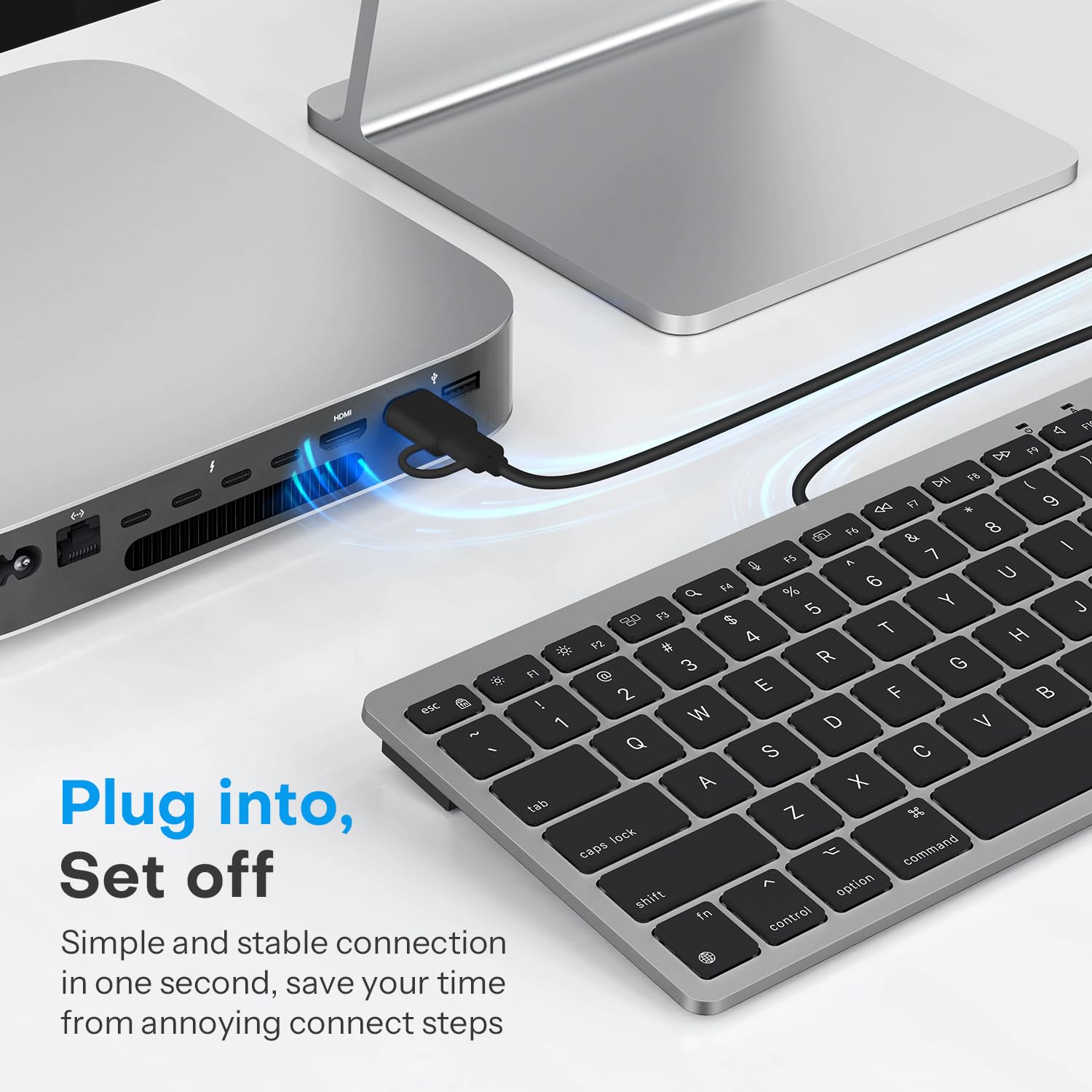 Foto 6 pulgar | Teclado Omoton Con Cable Para Mac Con Doble Interfaz Gris - Venta Internacional.