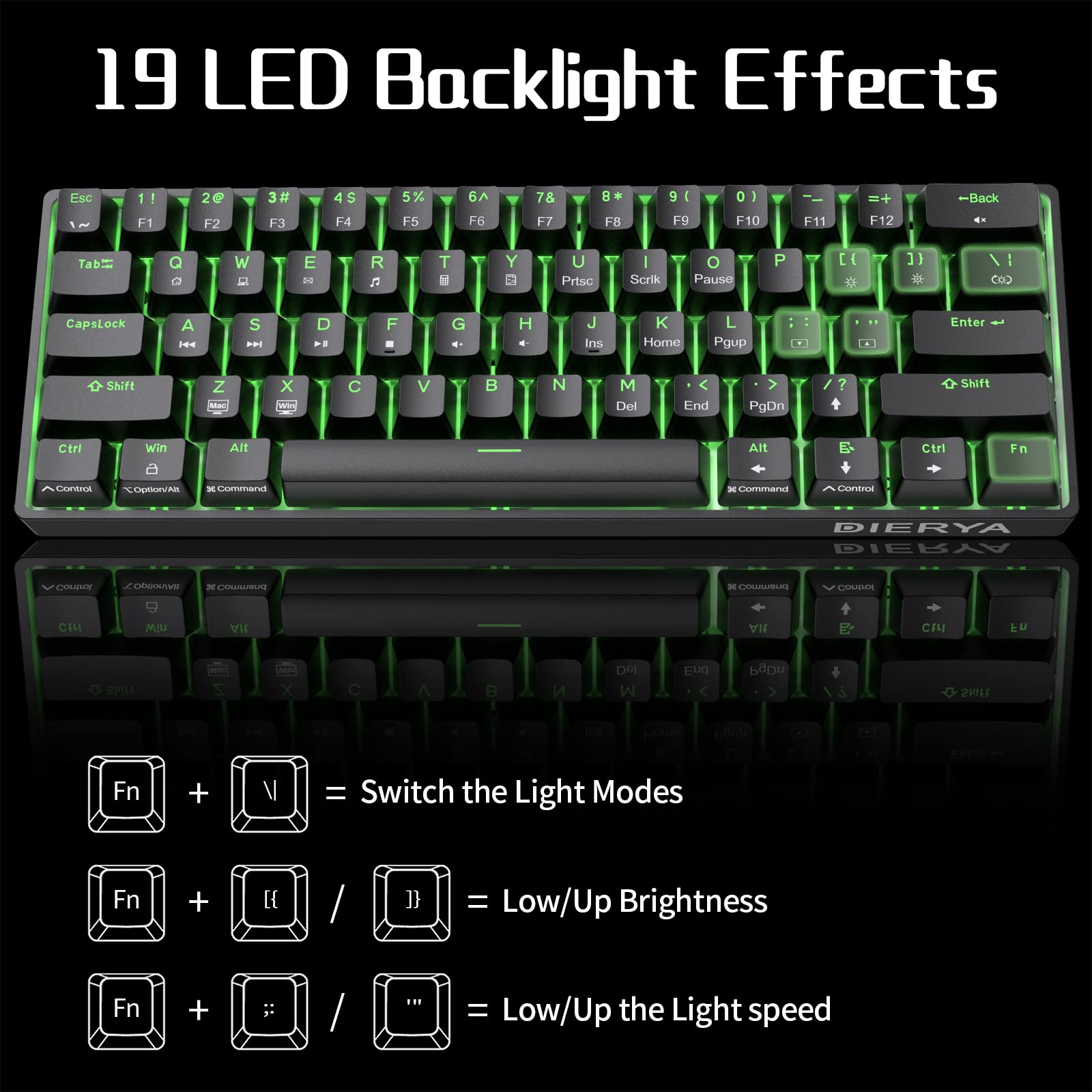 Foto 7 pulgar | Teclado Mecánico Dierya Dk61se Wired Gaming 61 Teclas - Venta Internacional.