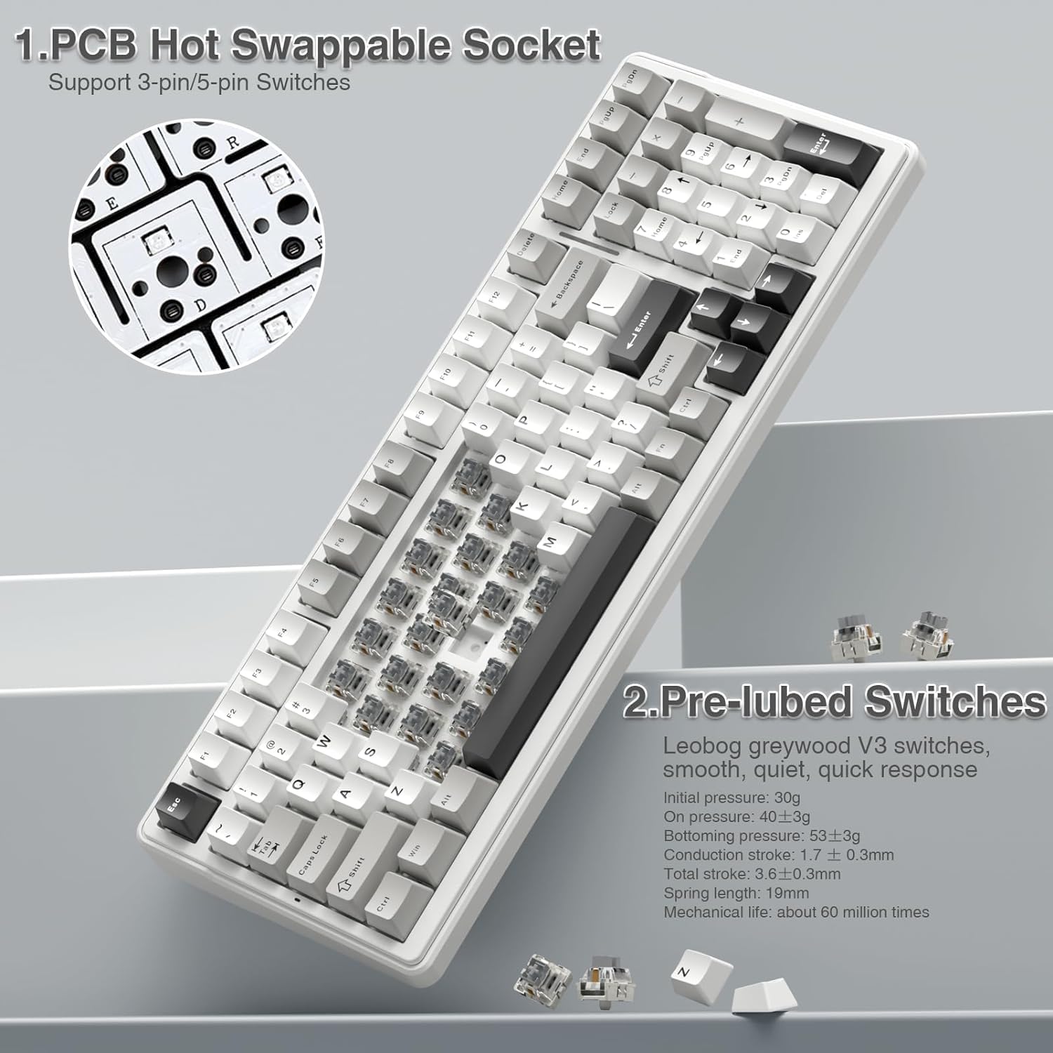Foto 4 pulgar | Teclado Mecánico Inalámbrico Aula F99 Tri-mode Bt5.0/2.4ghz - Venta Internacional.