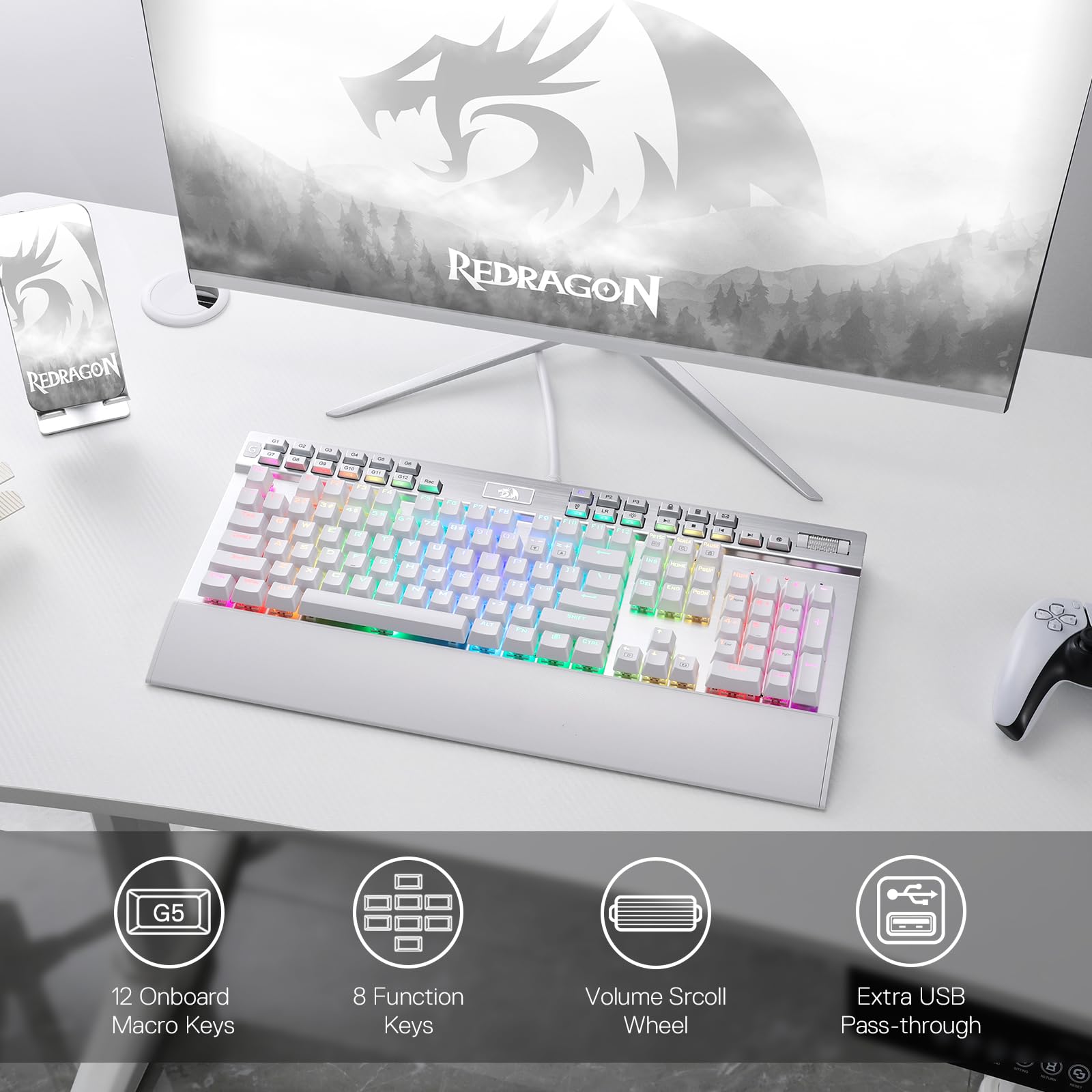 Foto 3 pulgar | Teclado Gaming Redragon K550 Rgb 104 Teclas + 12 Macro G - Venta Internacional.