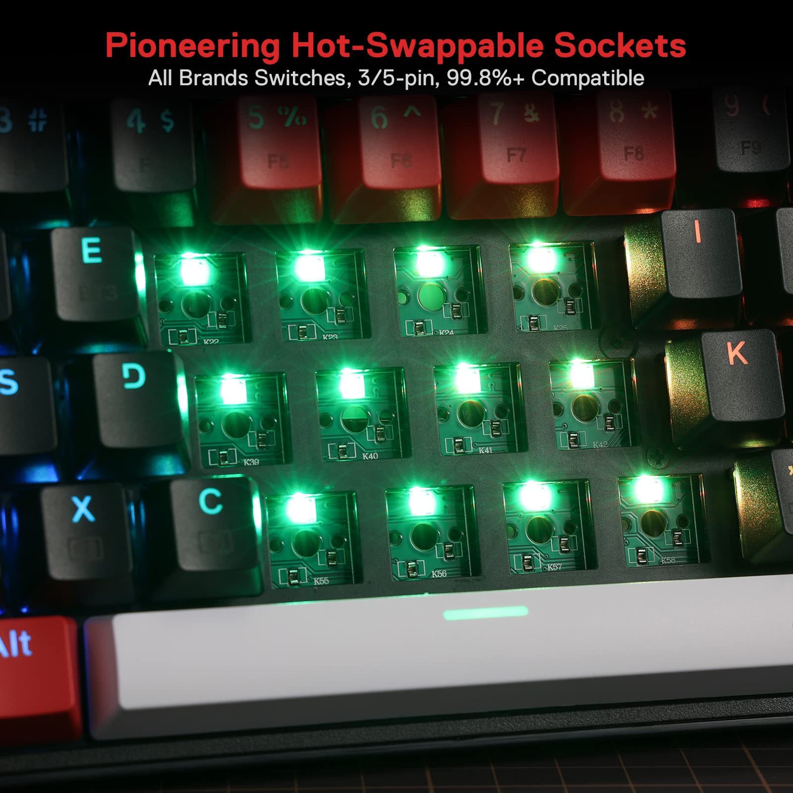 Foto 7 pulgar | Teclado Inalámbrico Rgb Para Juegos Redragon K628 Pro 75% Con Interruptor Rojo - Venta Internacional.