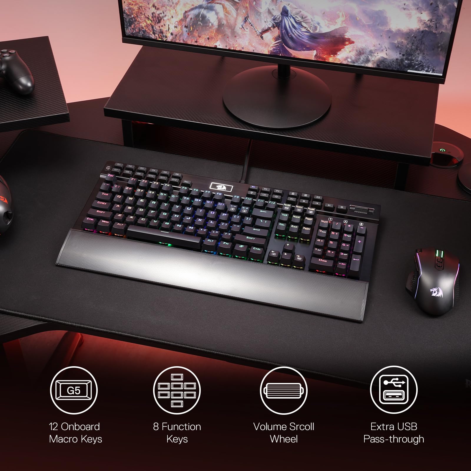 Foto 3 pulgar | Teclado Gaming Redragon K550 Rgb 104 Teclas + 12 Macro G - Venta Internacional.