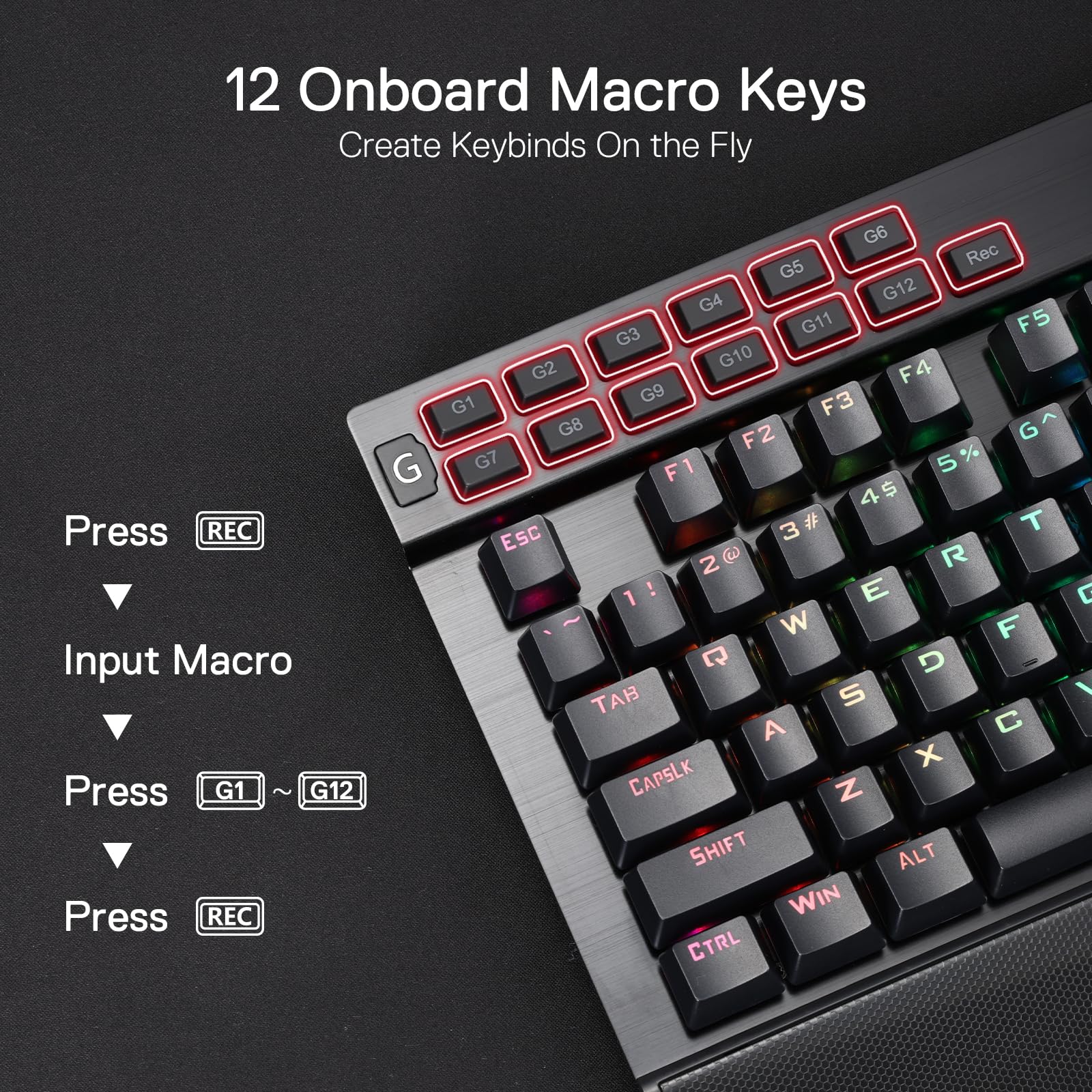 Foto 4 pulgar | Teclado Gaming Redragon K550 Rgb 104 Teclas + 12 Macro G - Venta Internacional.