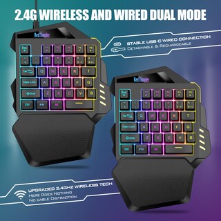 Foto 2 | Teclado Para Juegos Con Una Sola Mano Redthunder Inalámbrico Con Retroiluminación Rgb - Venta Internacional.