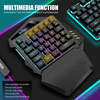 Foto 6 | Teclado Para Juegos Con Una Sola Mano Redthunder Inalámbrico Con Retroiluminación Rgb - Venta Internacional.