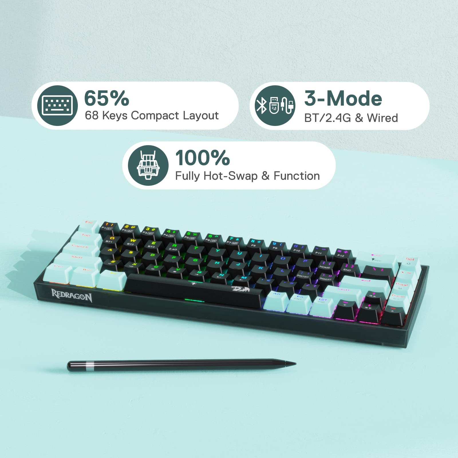 Foto 3 pulgar | Teclado Para Juegos Redragon K631 Pro Se 65% Inalámbrico Rgb - Venta Internacional.