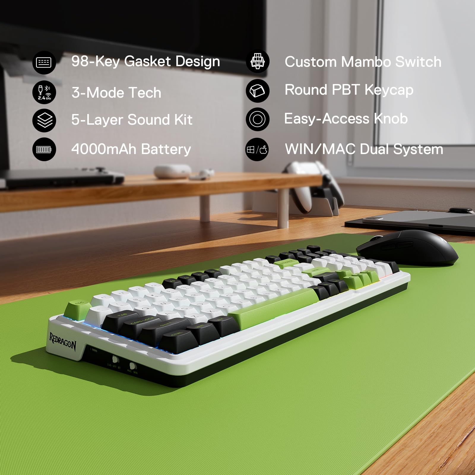 Foto 8 pulgar | Teclado Para Juegos Redragon K686 Pro 98 Teclas Rgb Inalámbrico - Venta Internacional.