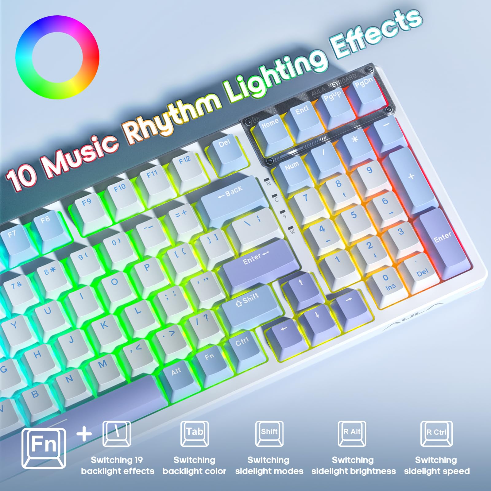 Foto 5 pulgar | Teclado Gaming Aula 99 Teclas Tri-mode Bt5.0/2.4ghz/usb-c Purple - Venta Internacional.