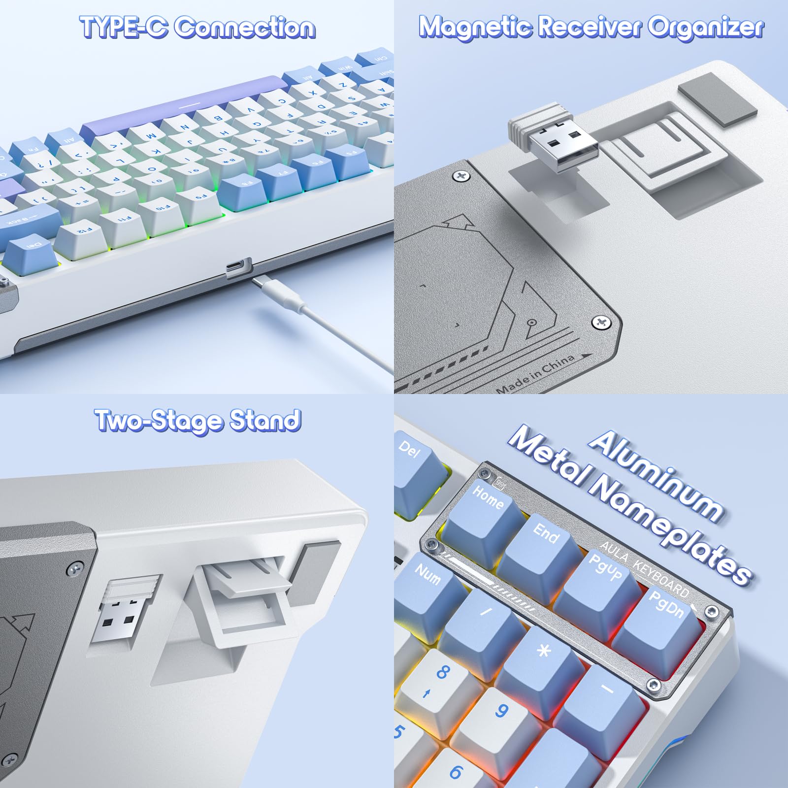 Foto 7 pulgar | Teclado Gaming Aula 99 Teclas Tri-mode Bt5.0/2.4ghz/usb-c Purple - Venta Internacional.