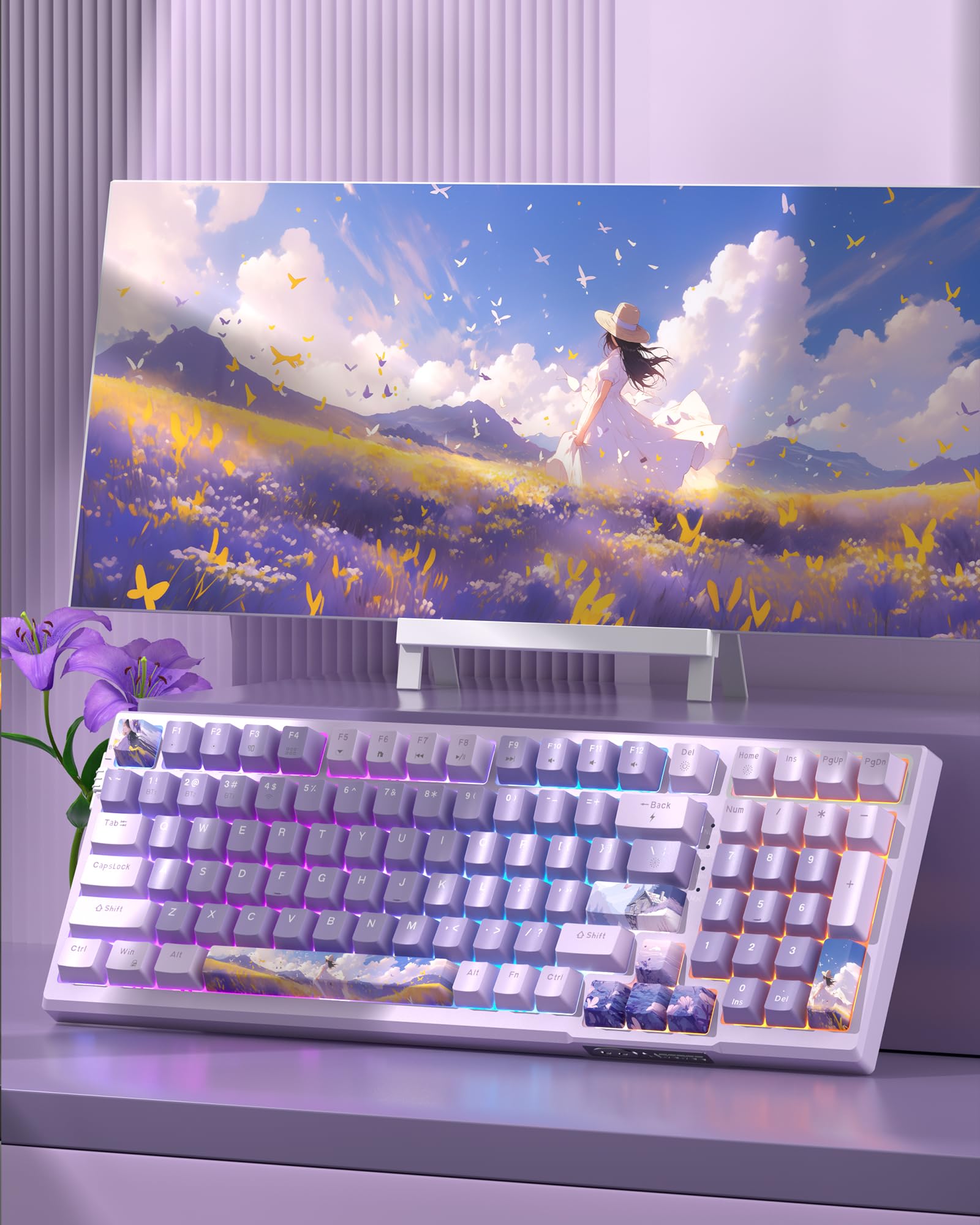 Foto 2 | Teclado Mecánico Inalámbrico Para Juegos Magegee Sky98 Lavender - Venta Internacional.