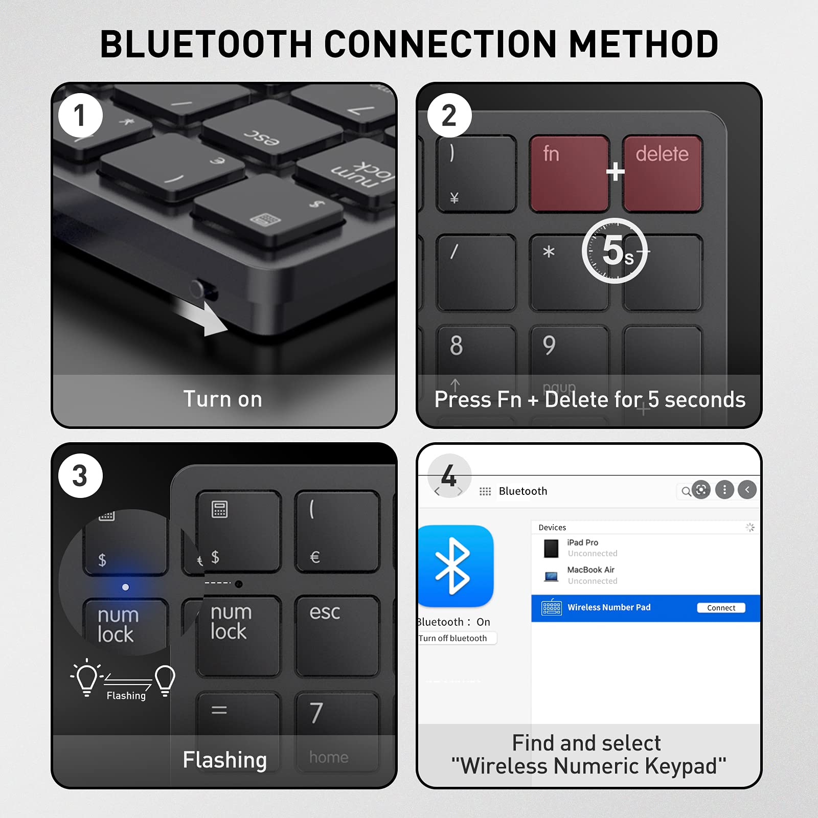 Foto 3 pulgar | Teclado Numérico Inalámbrico Bluetooth Con Teclado Numérico Negro - Venta Internacional.