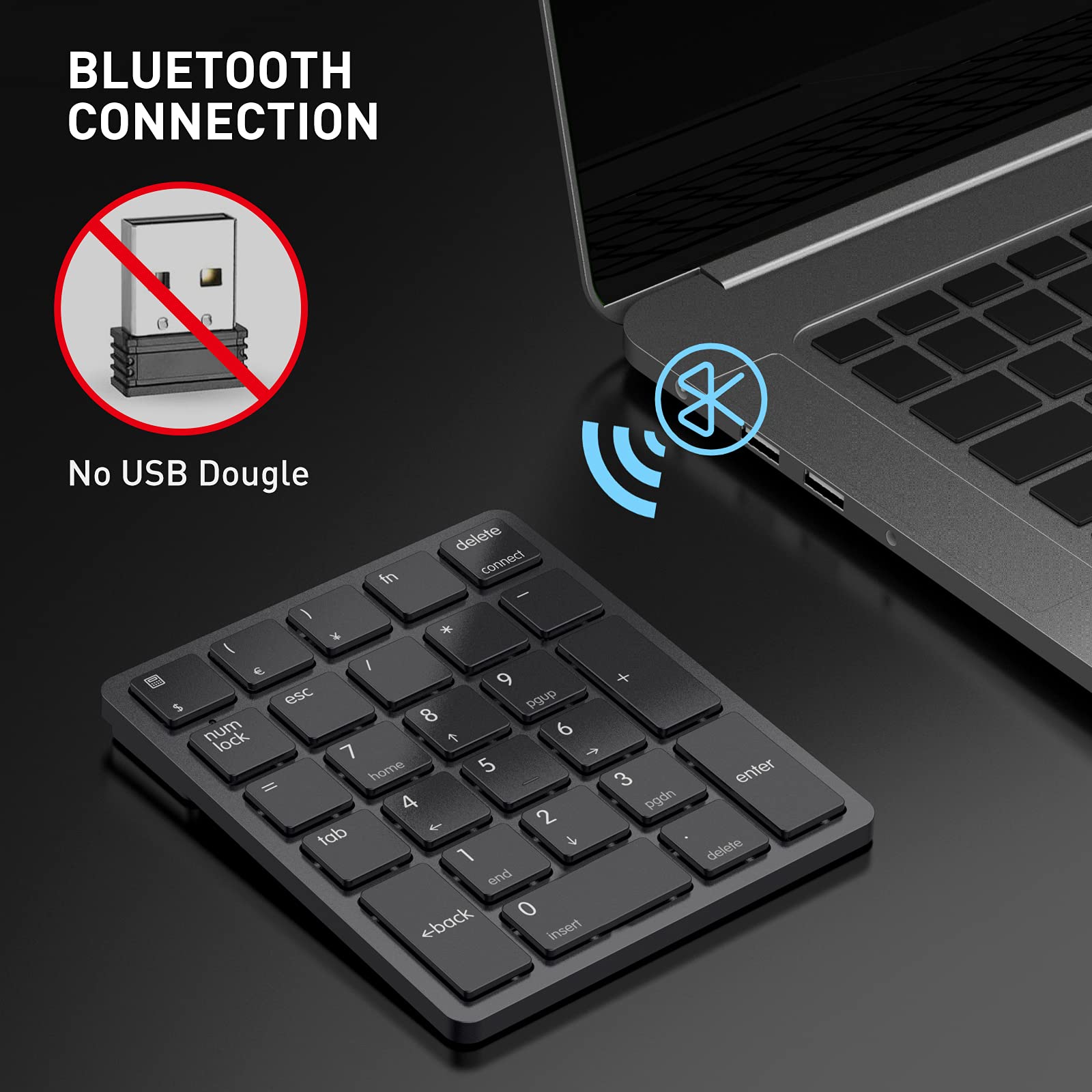 Foto 3 | Teclado Numérico Inalámbrico Bluetooth Con Teclado Numérico Negro - Venta Internacional.