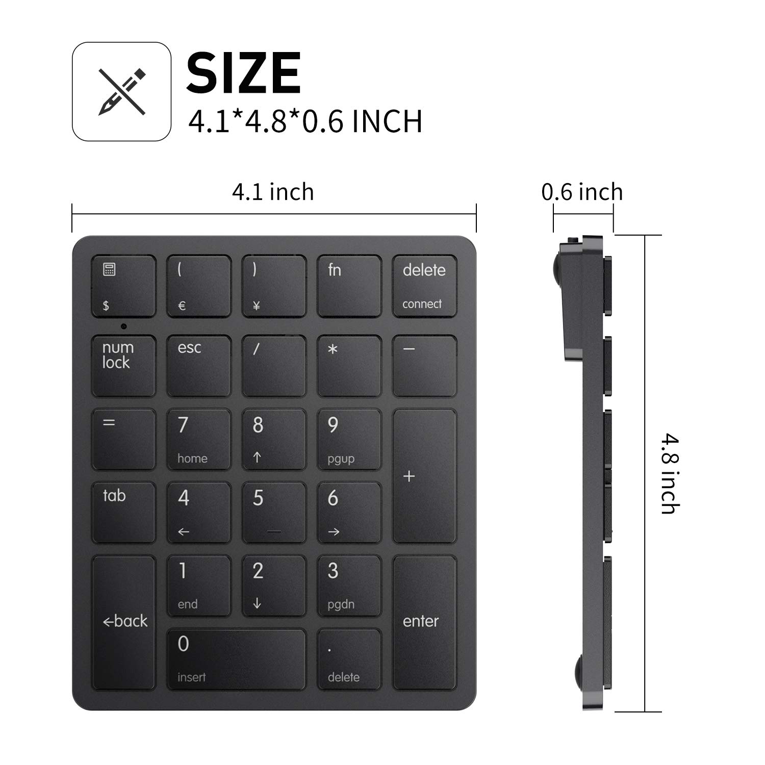Foto 5 | Teclado Numérico Inalámbrico Bluetooth Con Teclado Numérico Negro - Venta Internacional.