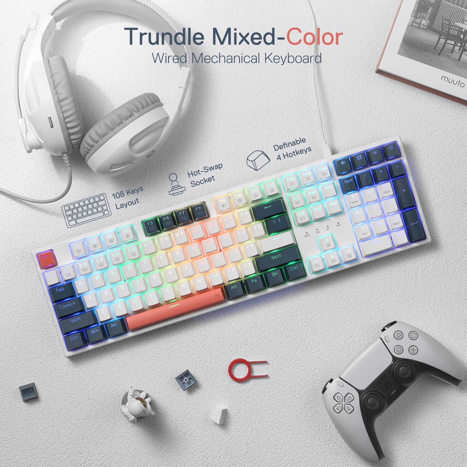 Foto 3 pulgar | Teclado Para Juegos Redragon K668 Rgb Mecánico Con Cable De 104 Teclas - Venta Internacional.