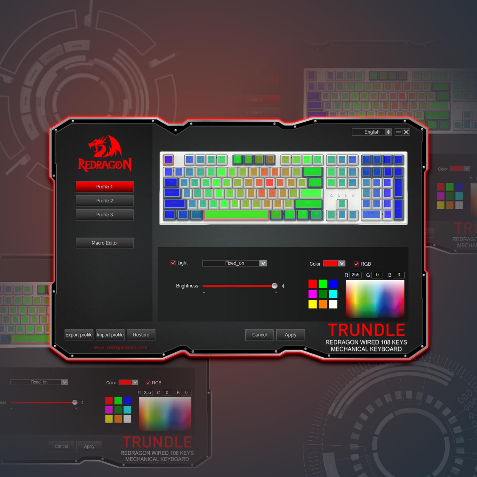 Foto 7 | Teclado Para Juegos Redragon K668 Rgb Mecánico Con Cable De 104 Teclas - Venta Internacional.