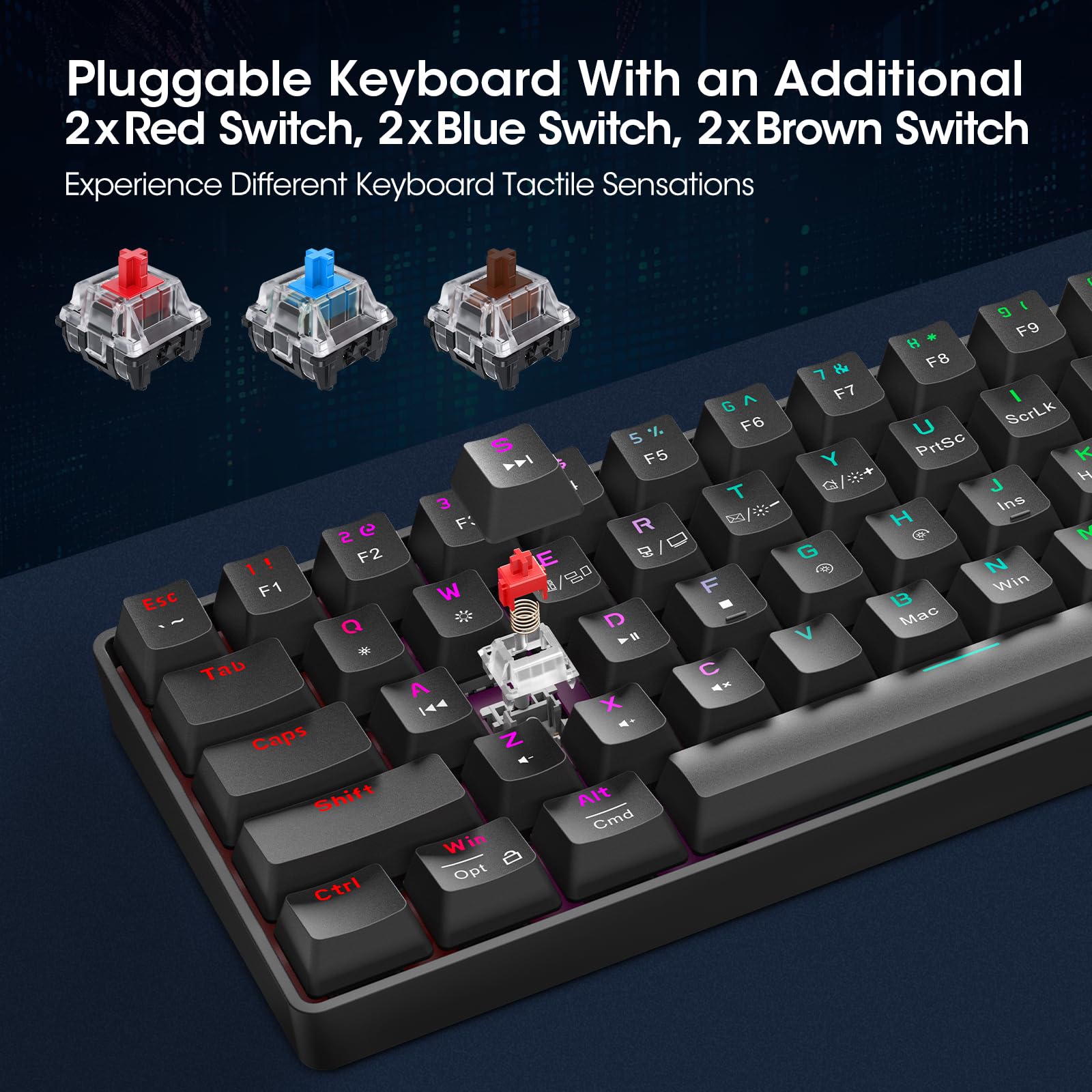 Foto 4 pulgar | Teclado Para Juegos Koorui 60% Cableado Ultracompacto De 61 Teclas Rgb - Venta Internacional.