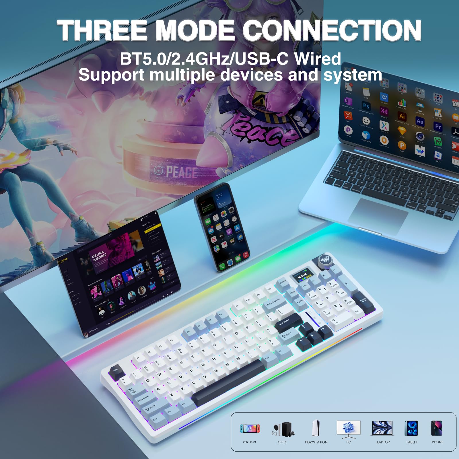 Foto 4 | Teclado Mecánico Inalámbrico Aula S98 Pro Con Pantalla Inteligente - Venta Internacional.