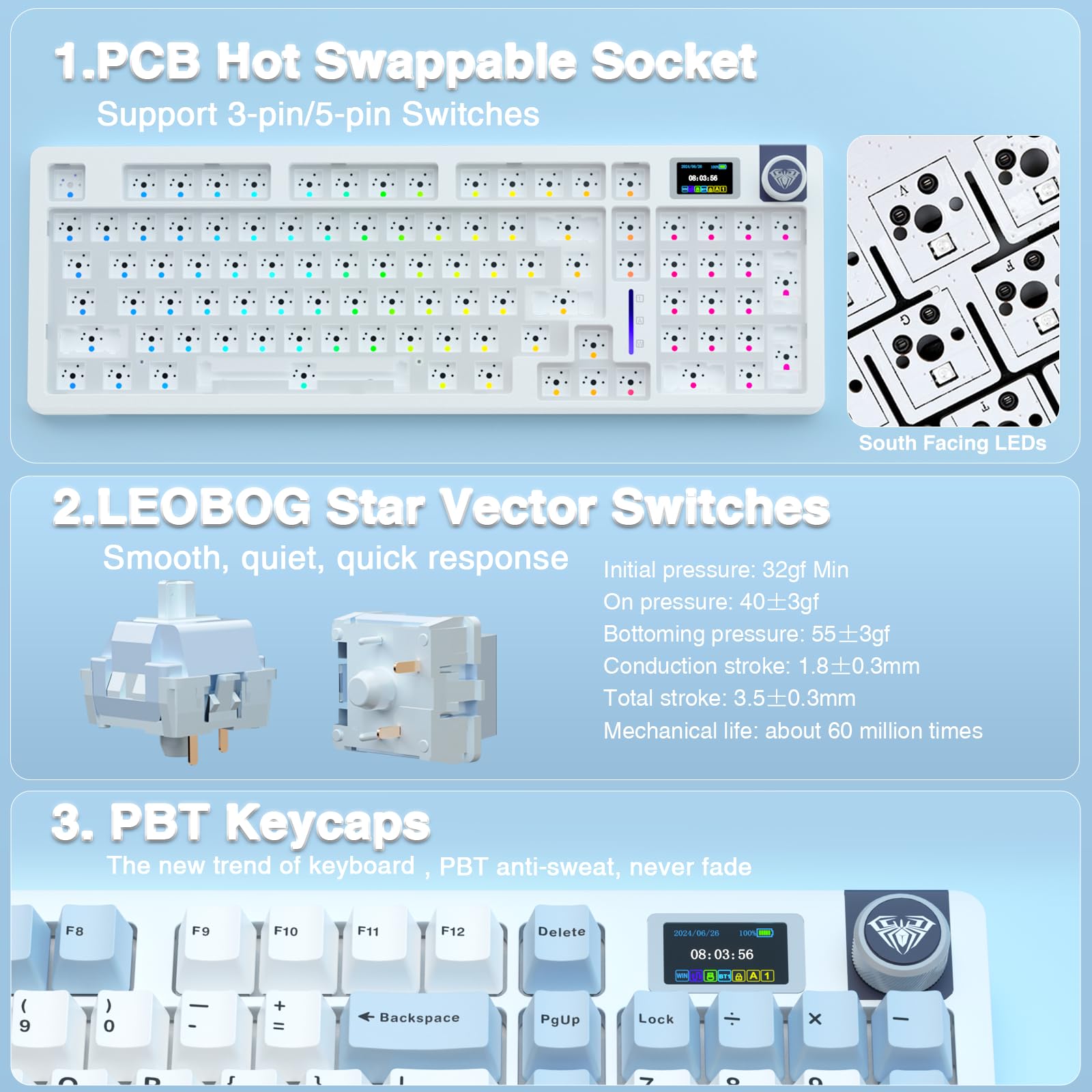 Foto 7 | Teclado Mecánico Inalámbrico Aula S98 Pro Con Pantalla Inteligente - Venta Internacional.