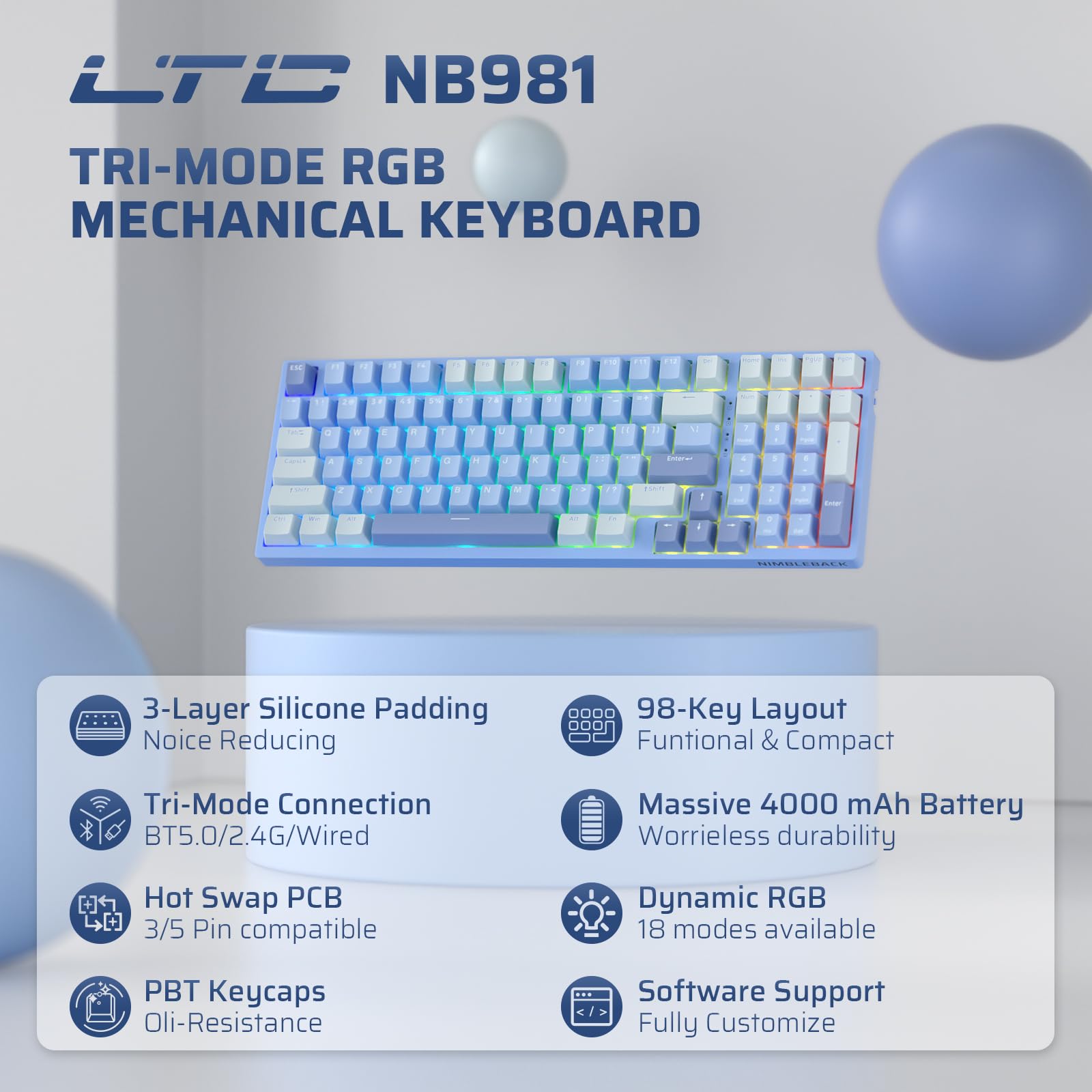 Foto 2 | Teclado Mecánico Inalámbrico Ltc Nimbleback Nb981 98 Teclas - Venta Internacional.