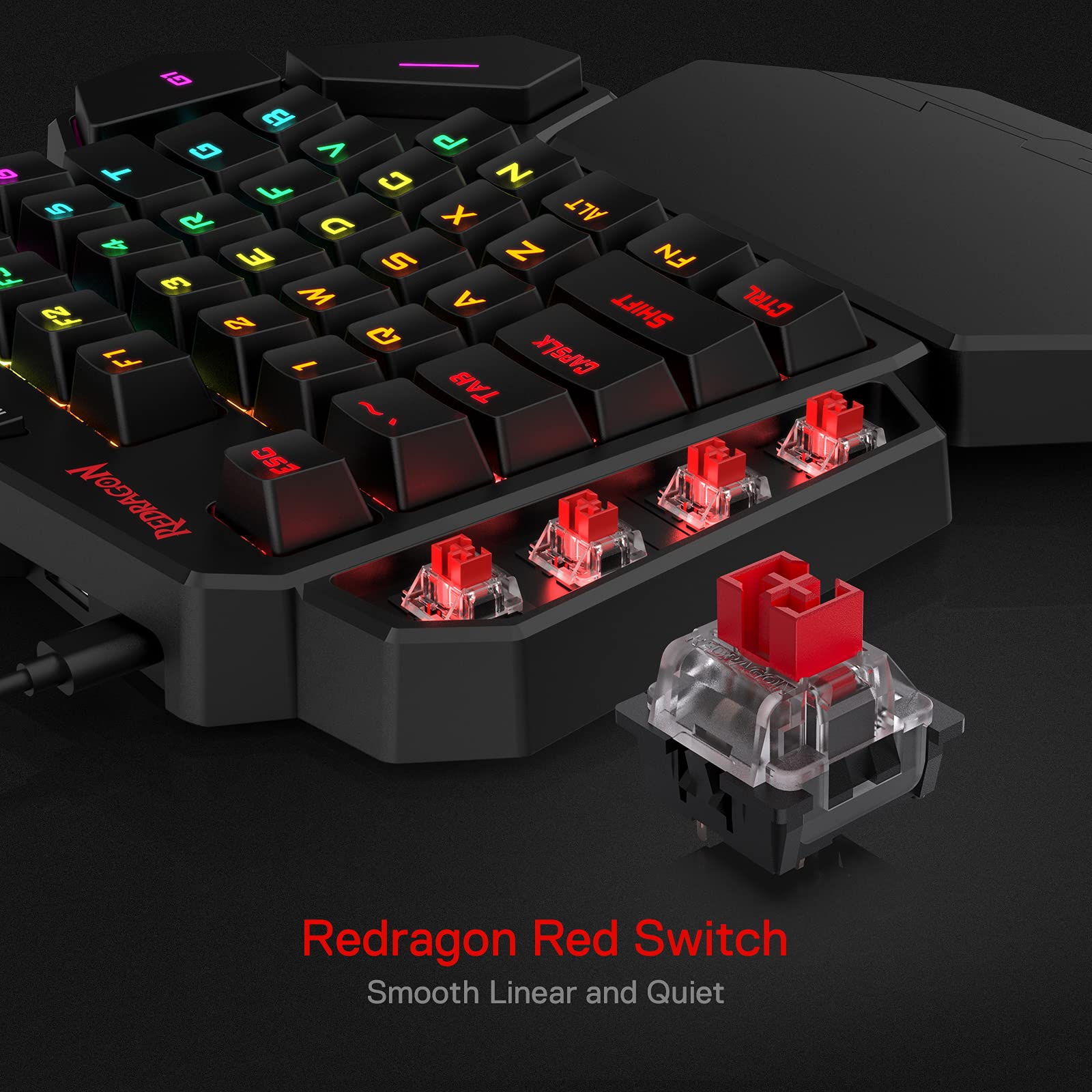 Foto 4 | Teclado Para Juegos Con Una Sola Mano Redragon K585 Diti Rgb Con Cable - Venta Internacional.