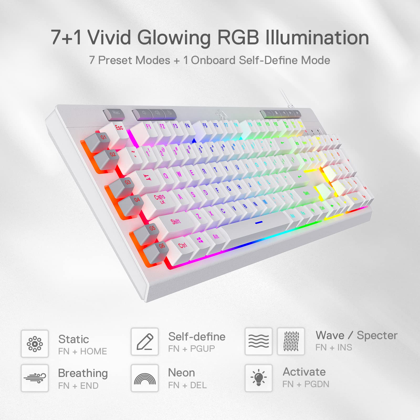 Foto 5 | Teclado Gaming Redragon K512 Shiva Rgb Retroiluminado Blanco - Venta Internacional.
