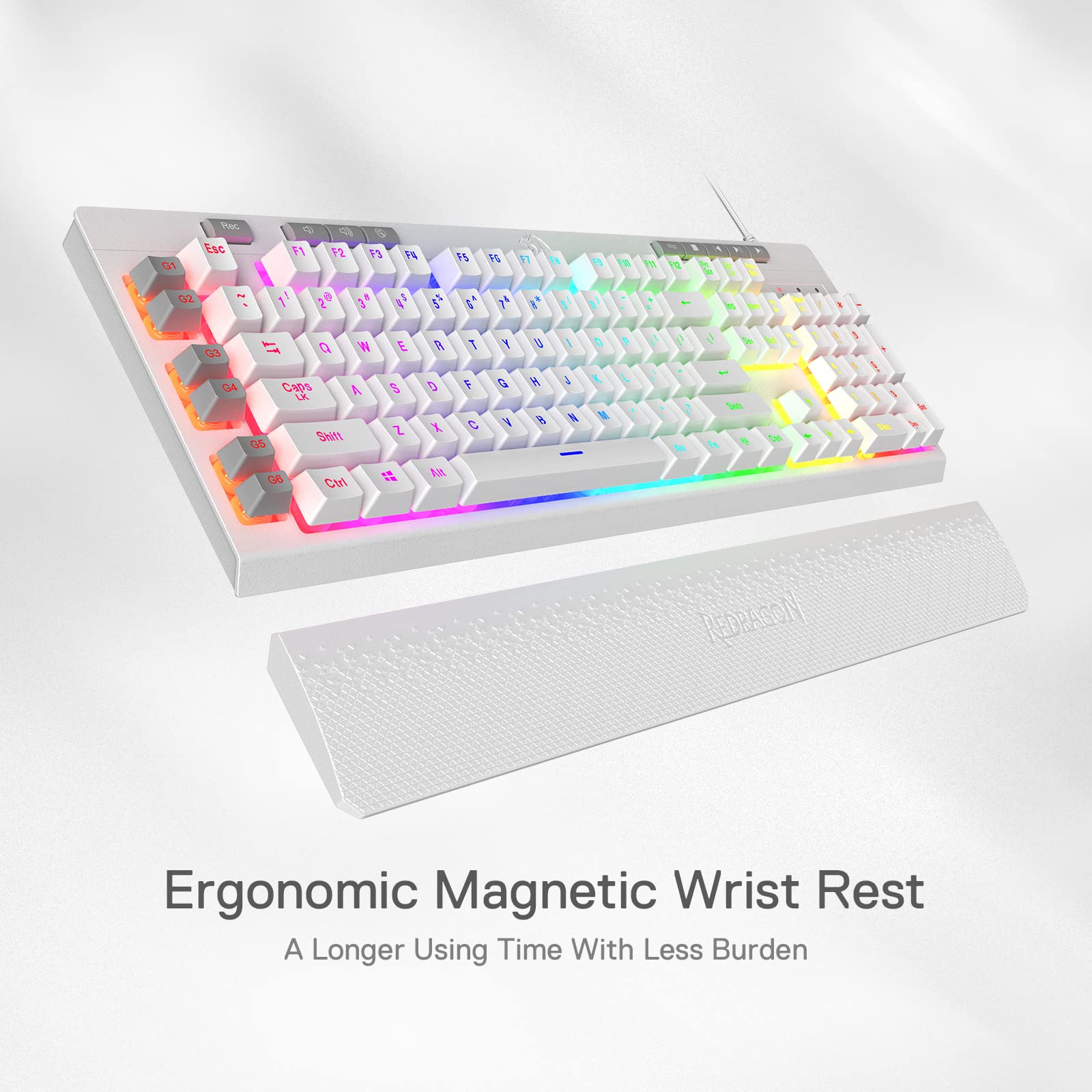 Foto 7 pulgar | Teclado Gaming Redragon K512 Shiva Rgb Retroiluminado Blanco - Venta Internacional.