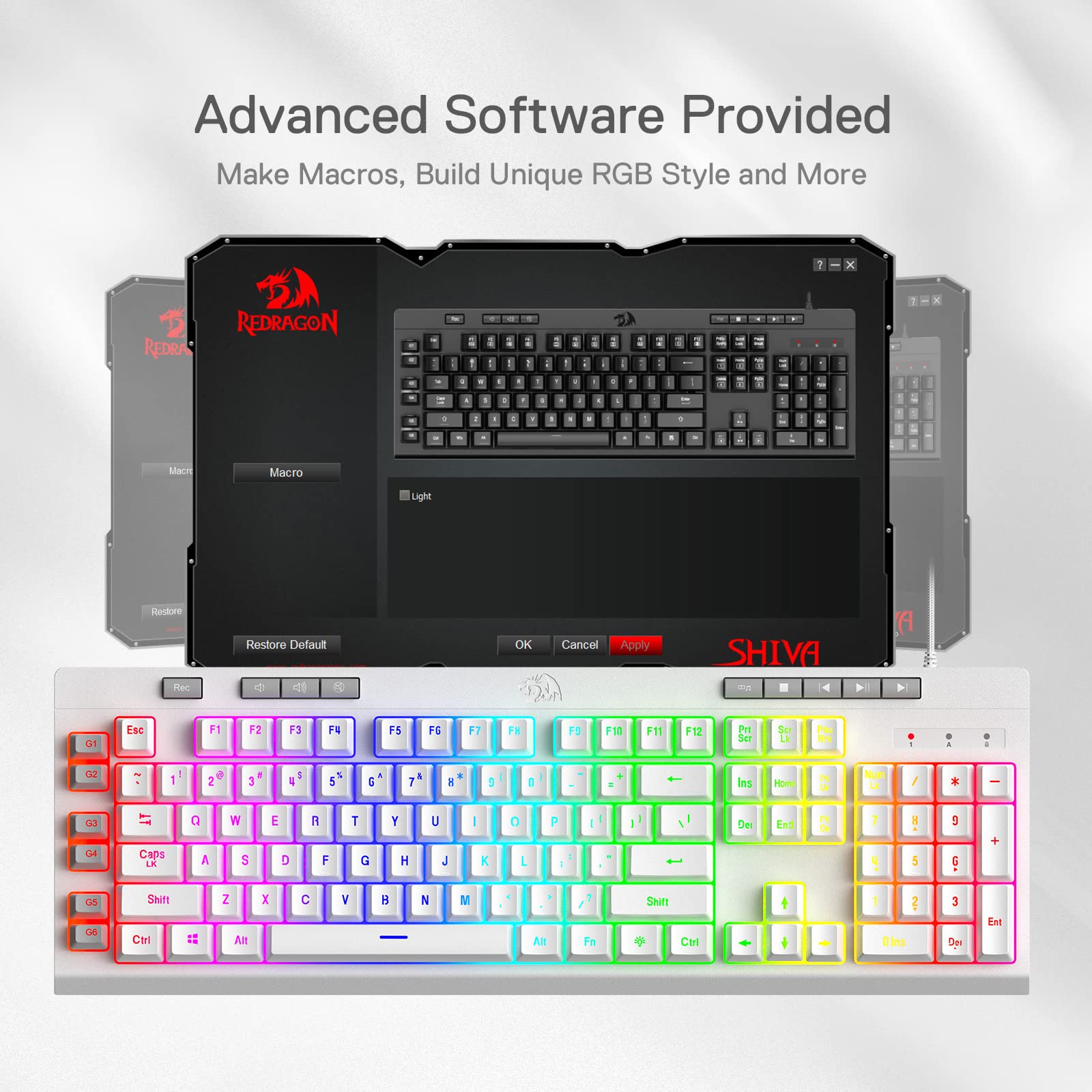 Foto 7 | Teclado Gaming Redragon K512 Shiva Rgb Retroiluminado Blanco - Venta Internacional.