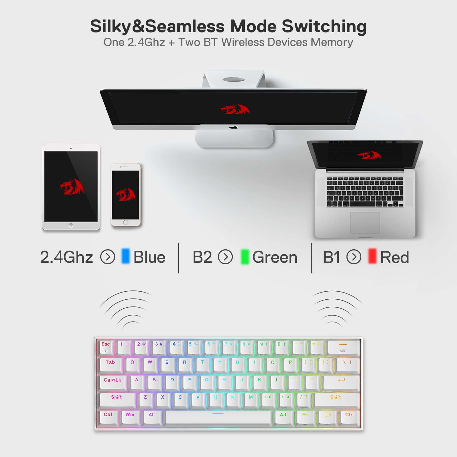 Foto 5 pulgar | Teclado Mecánico Redragon K530 Pro Draconic 60% Rgb - Venta Internacional.