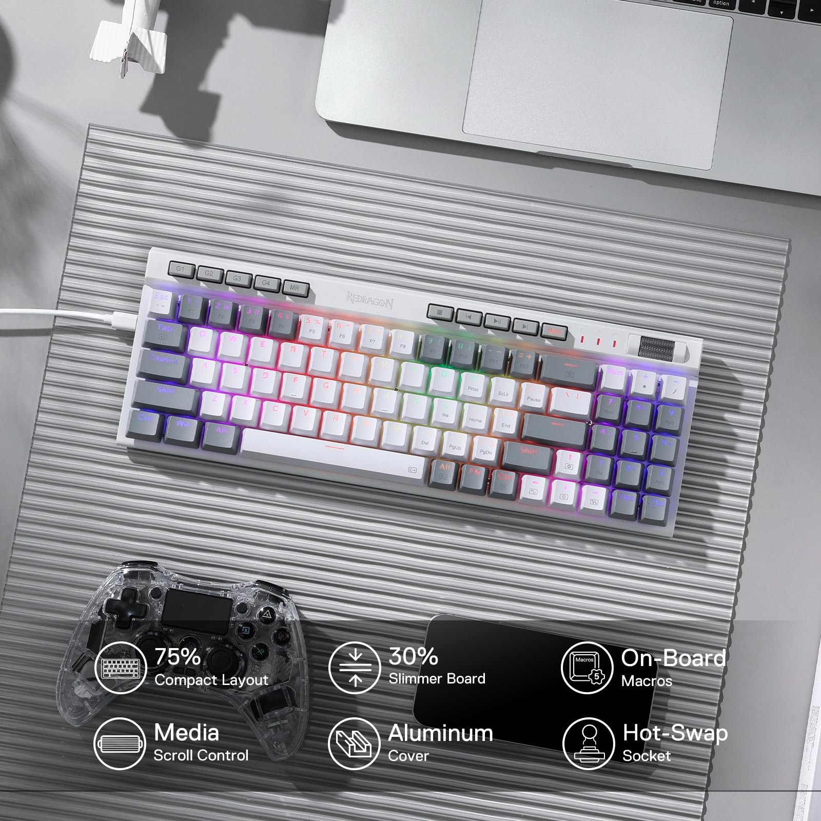 Foto 3 pulgar | Teclado Mecánico Para Juegos Redragon K655 75% Rgb Con Cable - Venta Internacional.