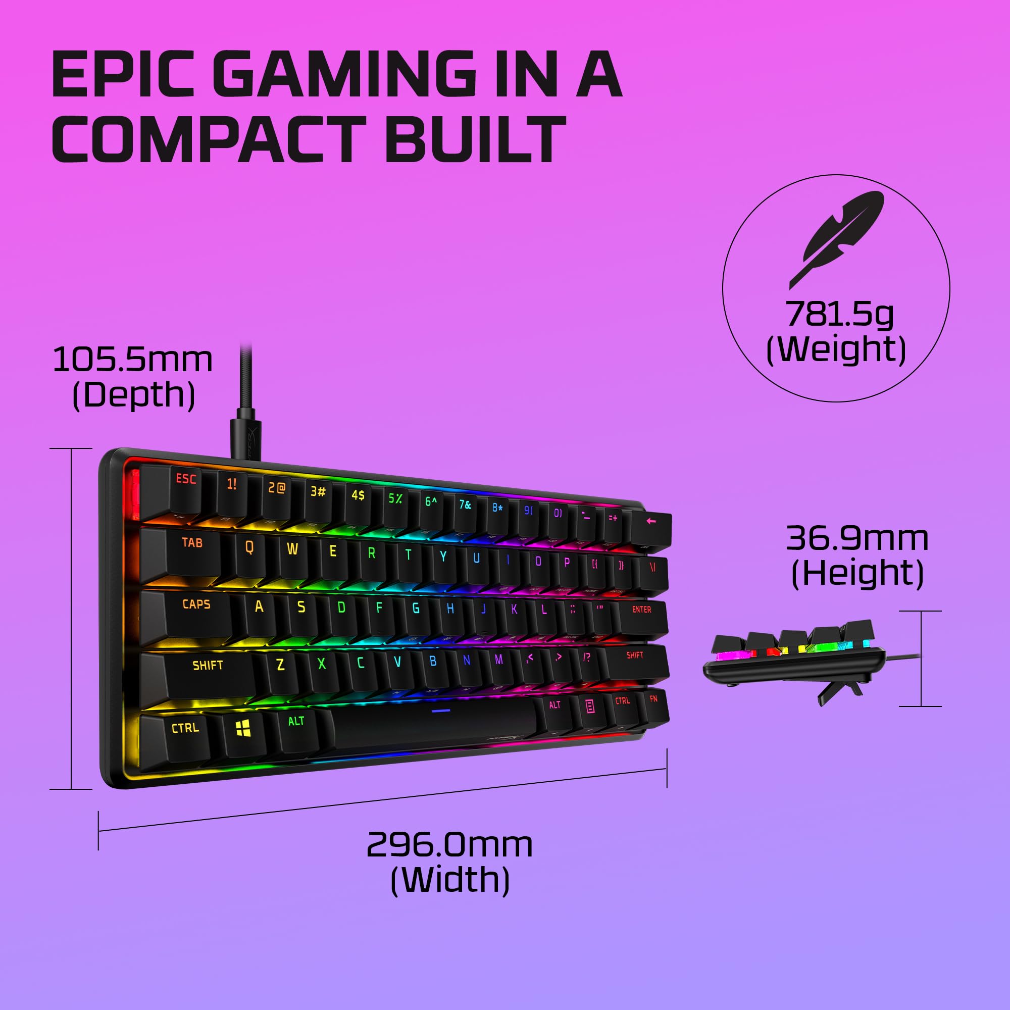 Foto 4 pulgar | Teclado Mecánico Para Juegos Hyperx Alloy Origins 60 Black - Venta Internacional.