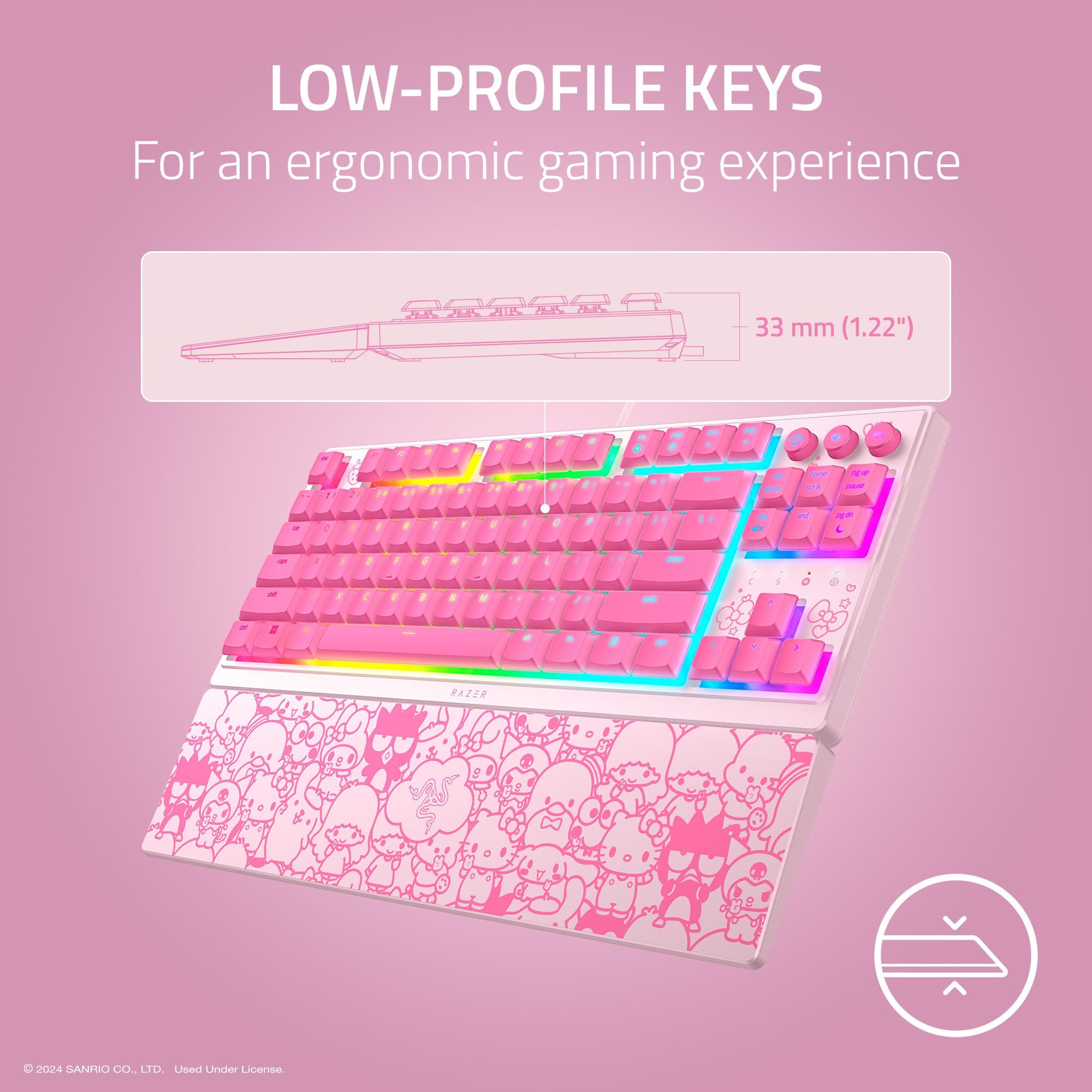 Foto 3 pulgar | Teclado Para Juegos Razer Ornata V3 Tkl Hello Kitty De Perfil Bajo - Venta Internacional.