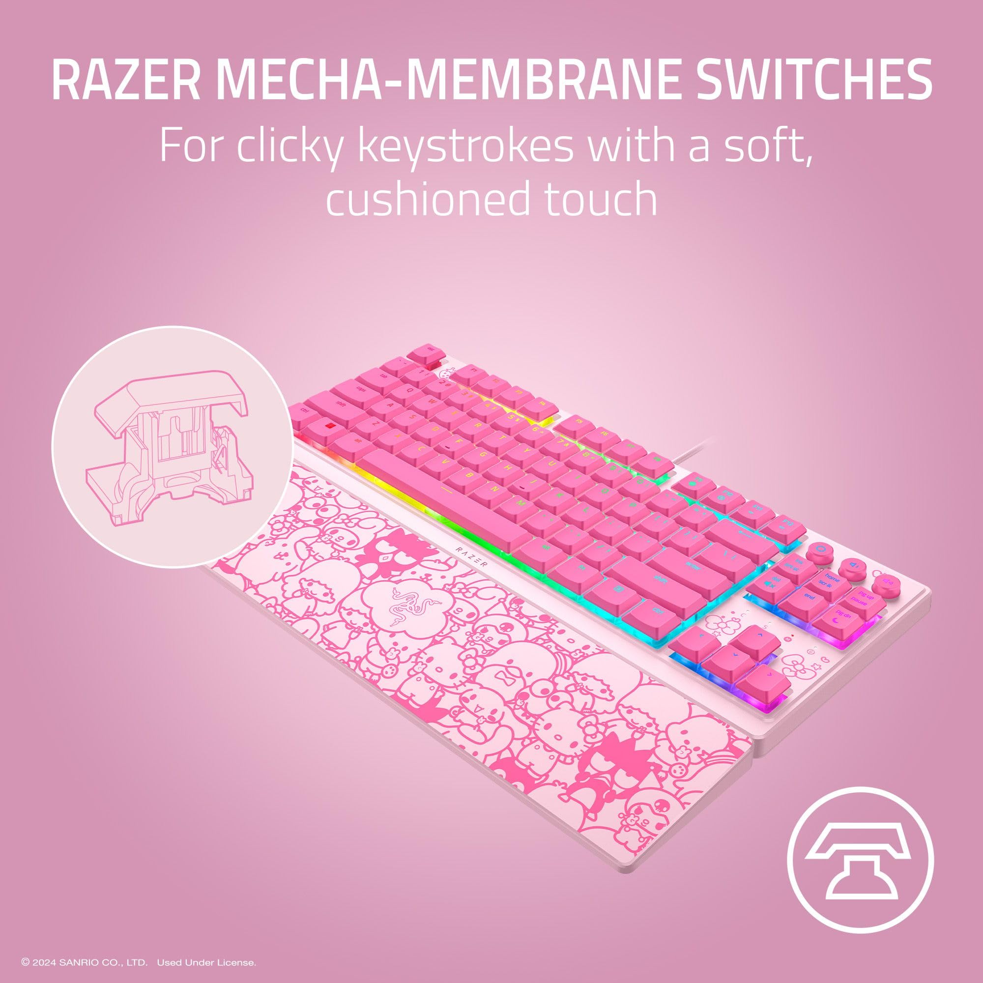 Foto 4 pulgar | Teclado Para Juegos Razer Ornata V3 Tkl Hello Kitty De Perfil Bajo - Venta Internacional.