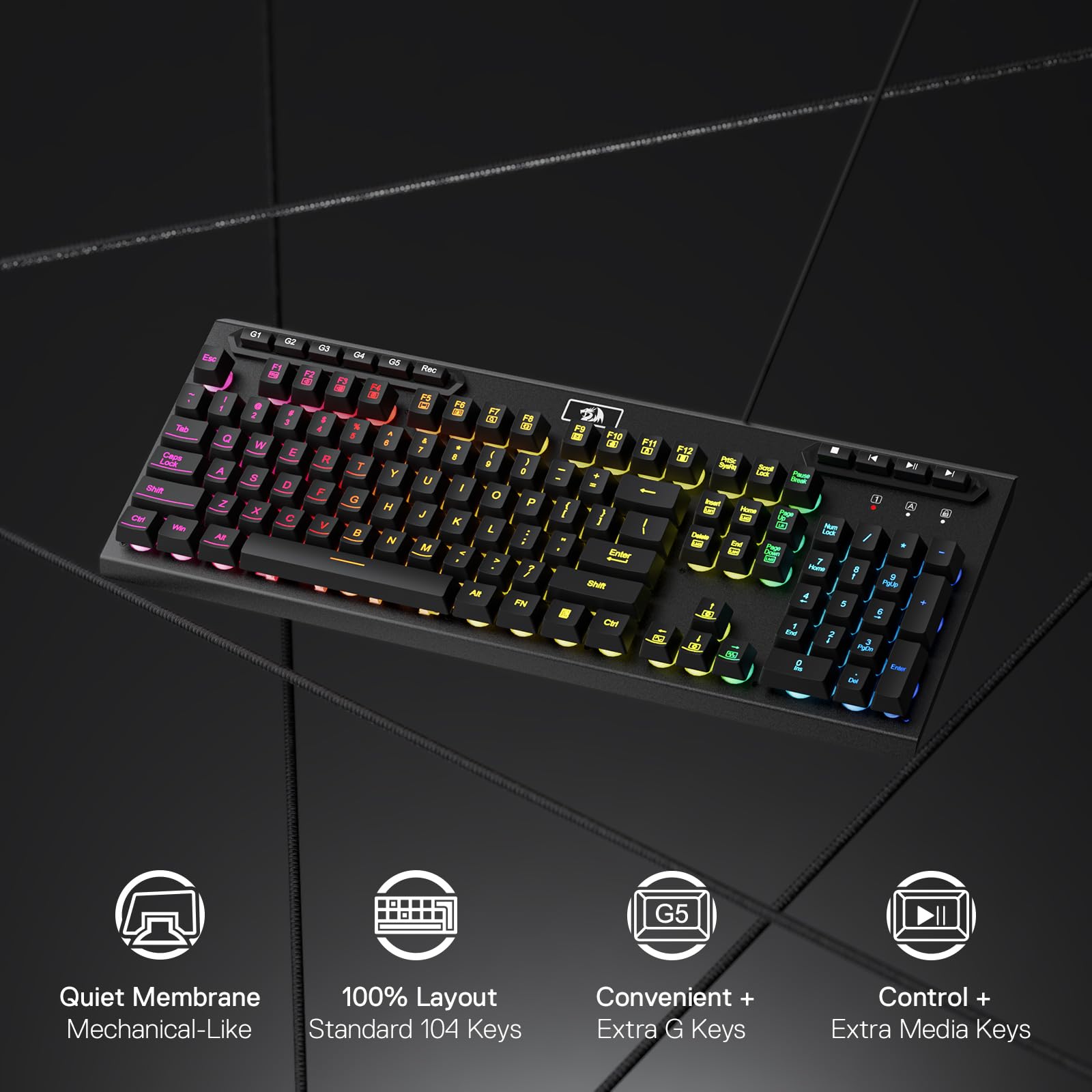 Foto 3 pulgar | Teclado Gaming Redragon K513 Rgb Membrane 104 Teclas - Venta Internacional.