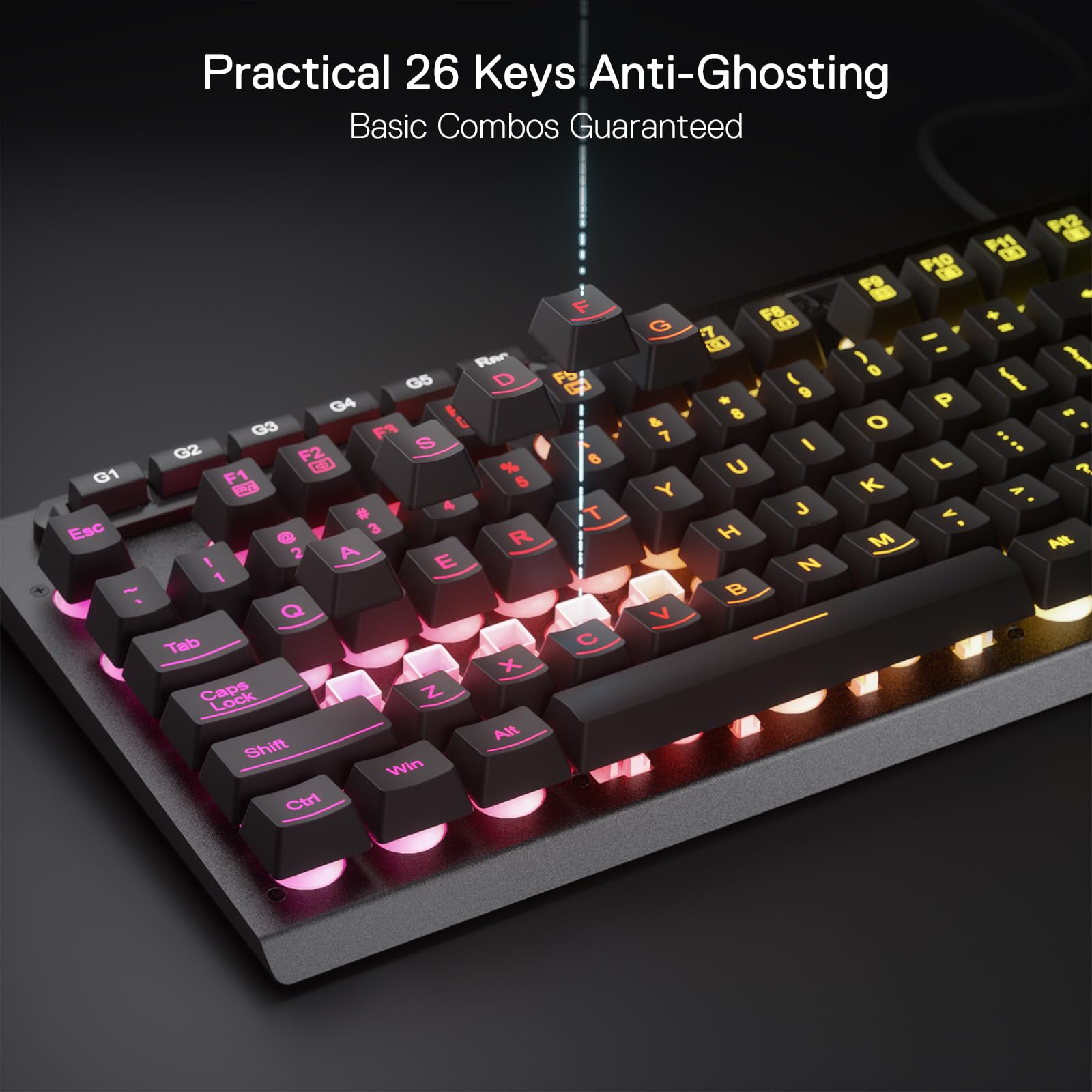 Foto 5 pulgar | Teclado Gaming Redragon K513 Rgb Membrane 104 Teclas - Venta Internacional.
