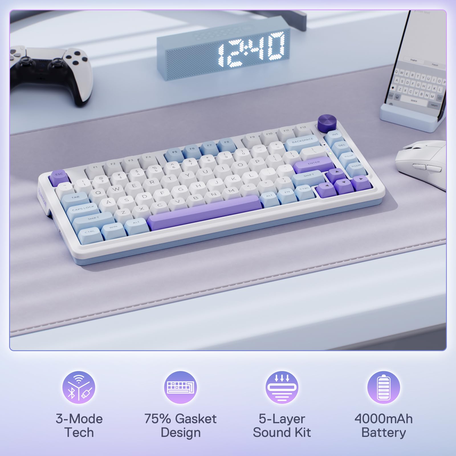 Foto 3 pulgar | Teclado Para Juegos Redragon K673 Max 75% Inalámbrico Rgb - Venta Internacional.